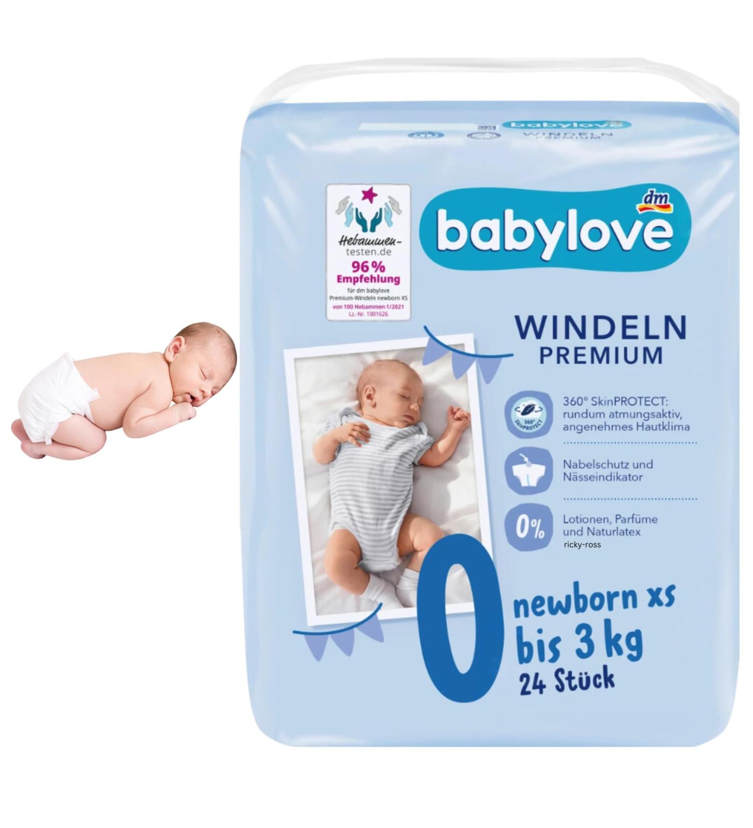 Babylove Premium Extra Soft Diapers XS for Newborns (Up to 3kg) - 24 Pack - Buy Online on GoSupps.com
