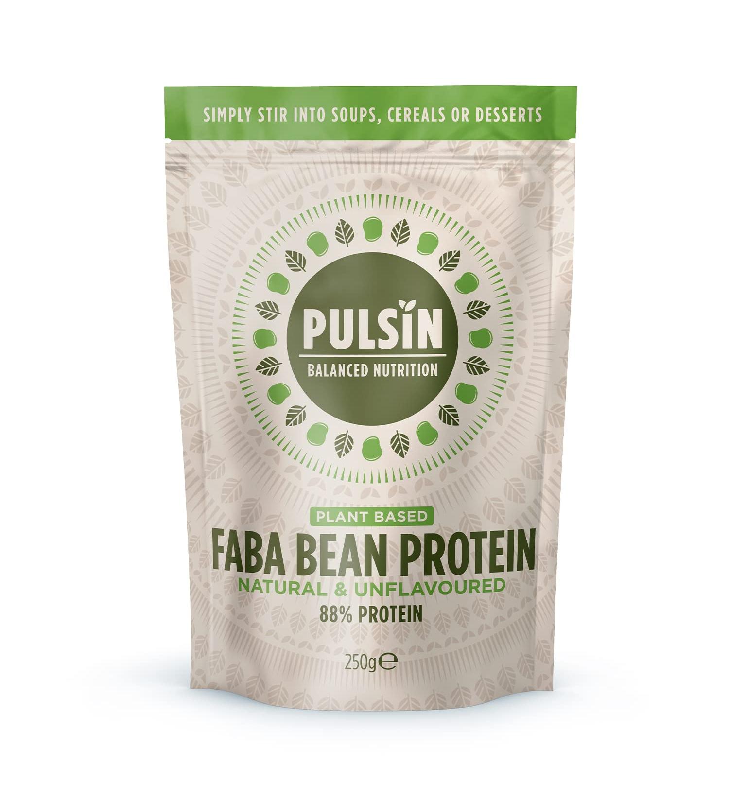 Pulsin Natural Vegan Faba Bean Protein Powder - 250g | High Protein Low Carb 42 Kcal Per Serving | Gluten-Free Dairy-Free Palm Oil-Free - Buy Online on GoSupps.com