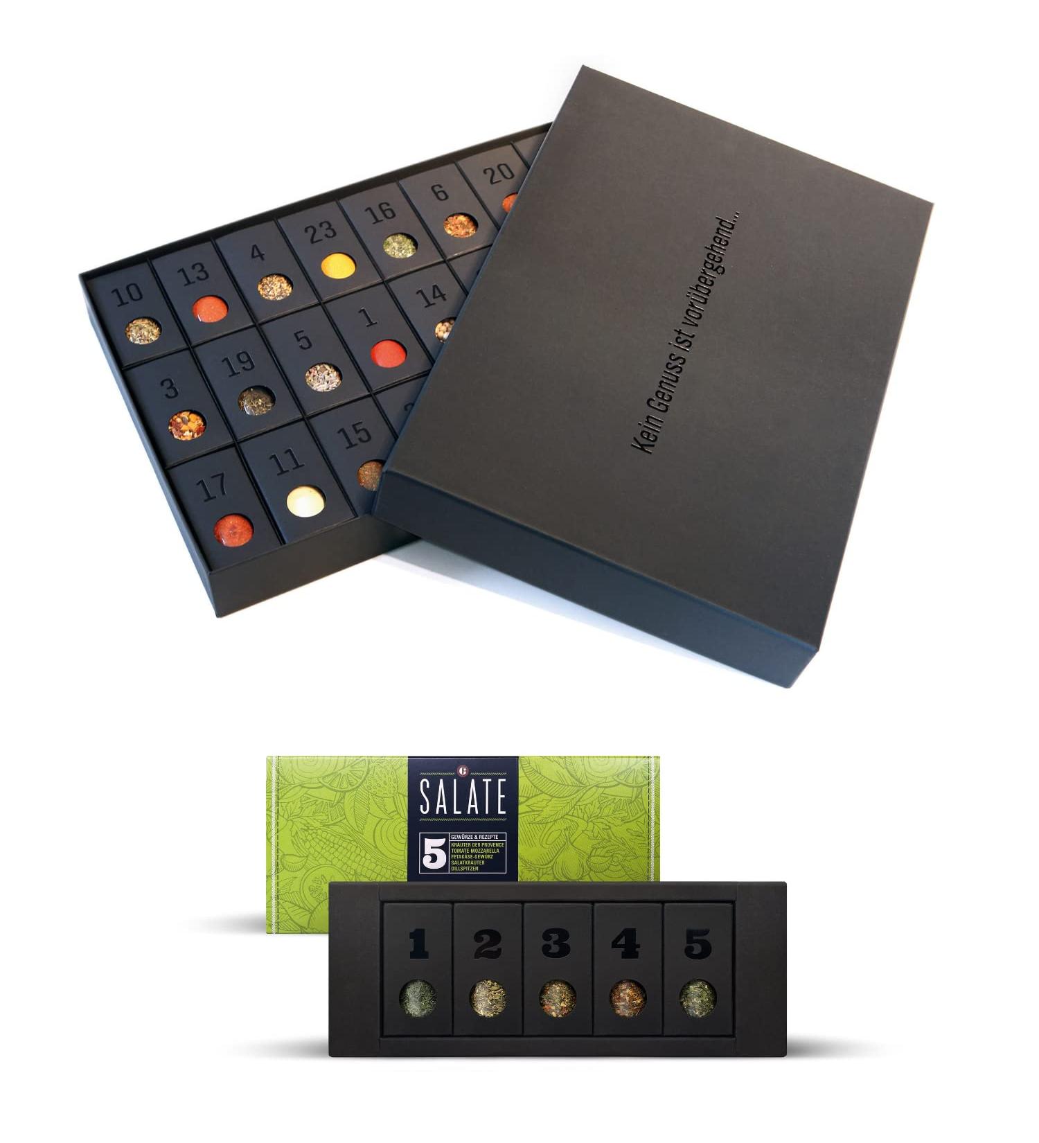 MEIN GENUSS Christmas Bundle 2023: Spice Advent Calendar & Salad Spice Set - 24 Elegant Spices & 5 Recipes for Festive Flavor - Buy Online on GoSupps.com