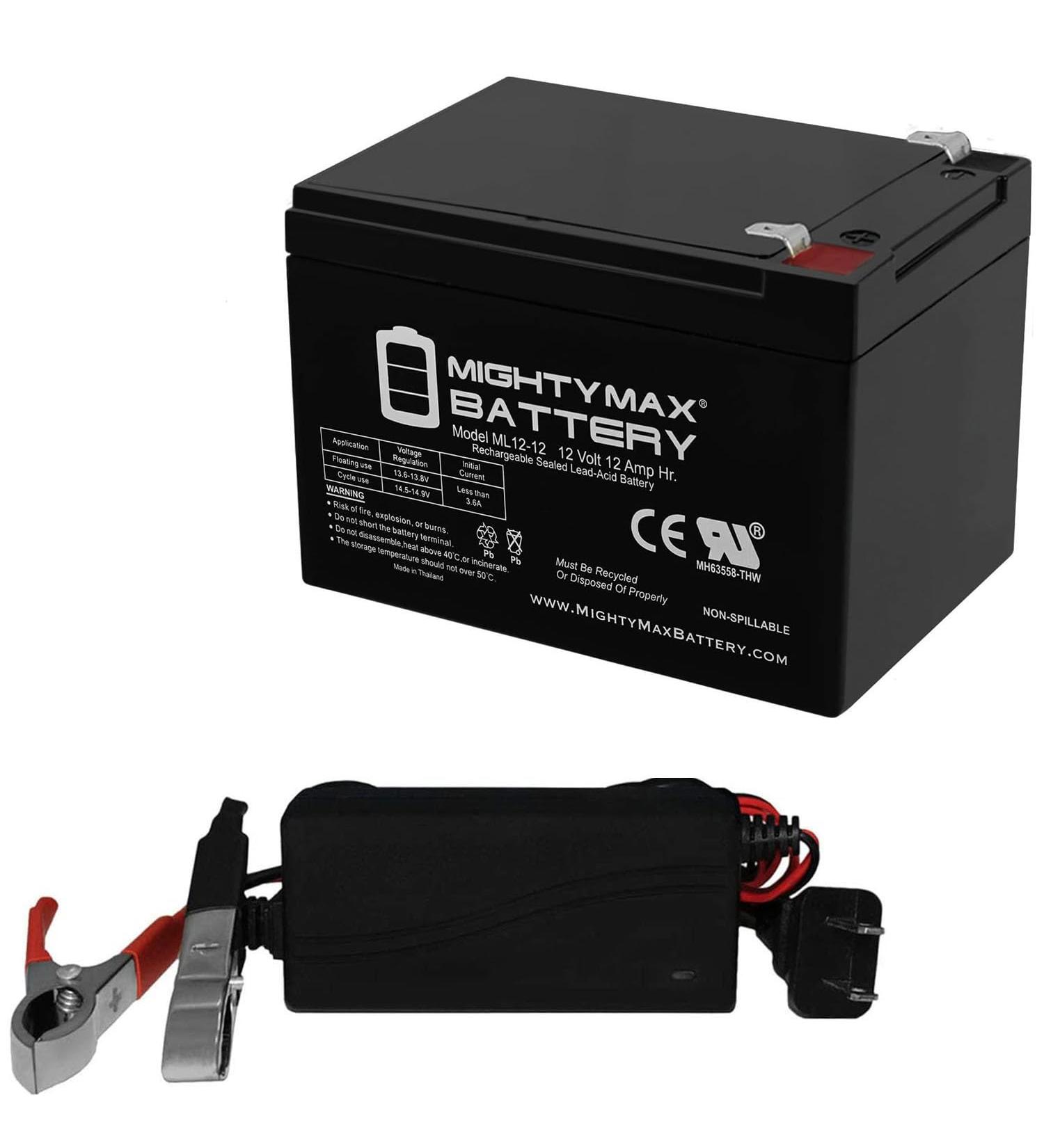 Mighty Max Battery ML12-12 - 12V 12AH SLA Battery with F2 Terminal & Charger | Buy Internationally - Buy Online on GoSupps.com