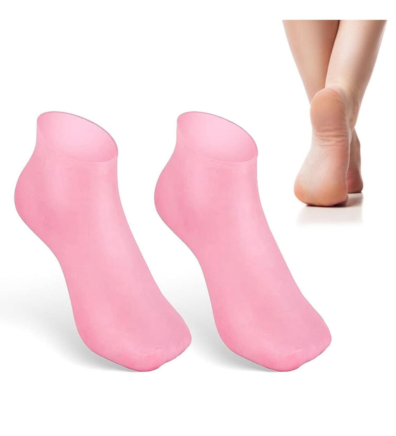 Silicone Moisturizing Socks Anti Slip Soft Gel Silicone Socks Spa Pedicure Foot Care Socks for Repairing Dry Feet Cracked Heel and Softening Rough Skin (1Pair-Pink) - Buy Online on GoSupps.com