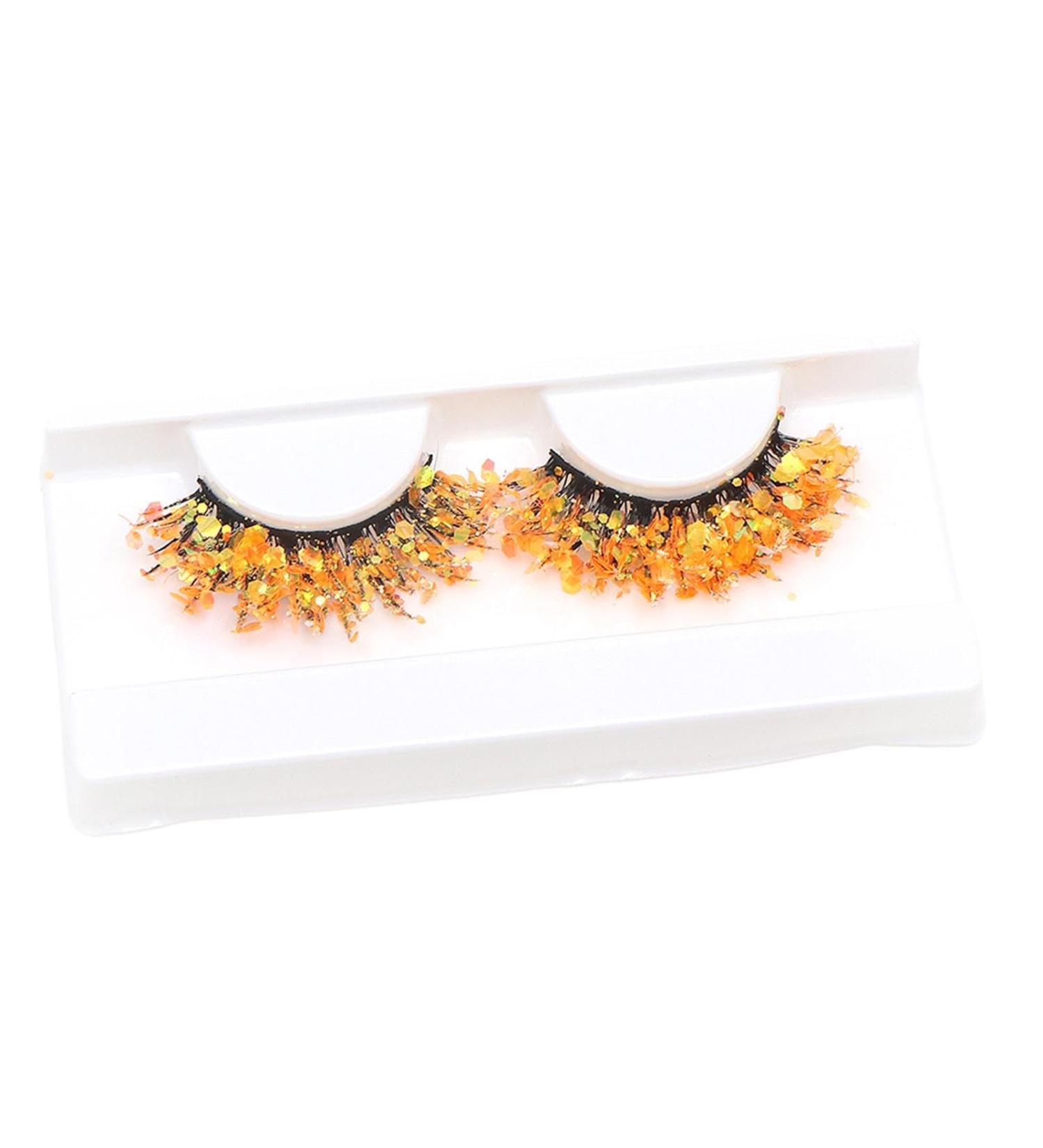 Glitter Lashes Glitter Cluster Lashes Festival Decoration Fake Eyelashes Lashes with Glitter Sparkly Long Dense Color Eyelashes Sparkly 3D Colored Lashes with Sequins - Buy Online on GoSupps.com