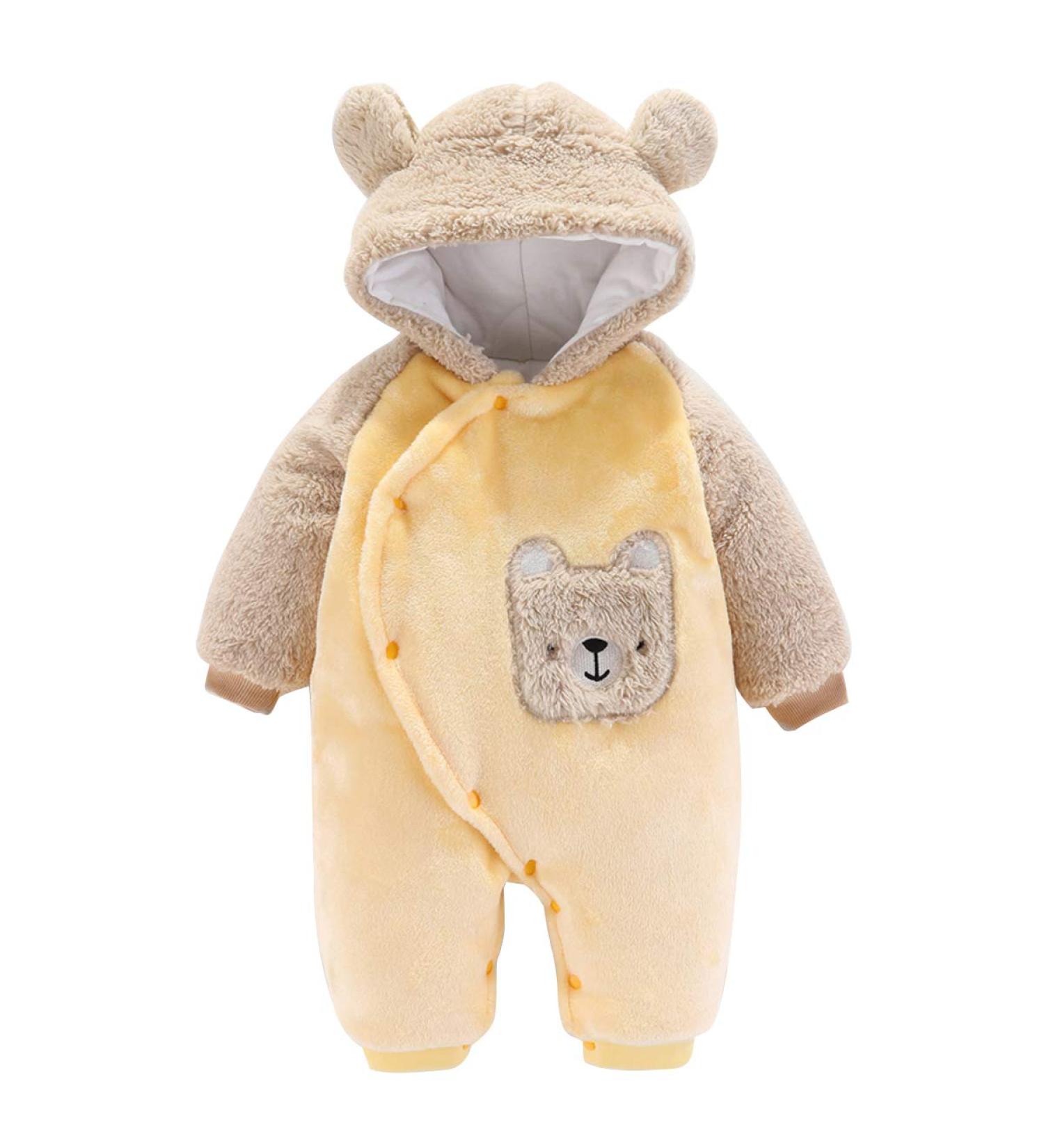 Haokaini Newborn Bear Warmer Snowsuit Hooded Romper Jumpsuit 9-12 Months Yellow - Buy Online on GoSupps.com