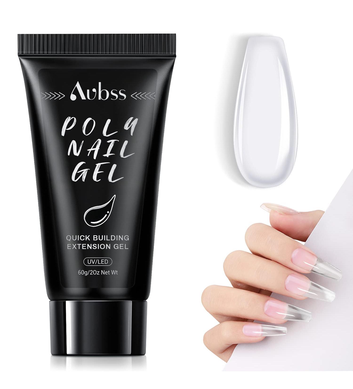 Clear Poly Nail Gel Aubss 60g - Extension Gel for Nail Beauty | Builder Gel for Trendy Nail Art Design - Salon Quality DIY at Home - Buy Online on GoSupps.com