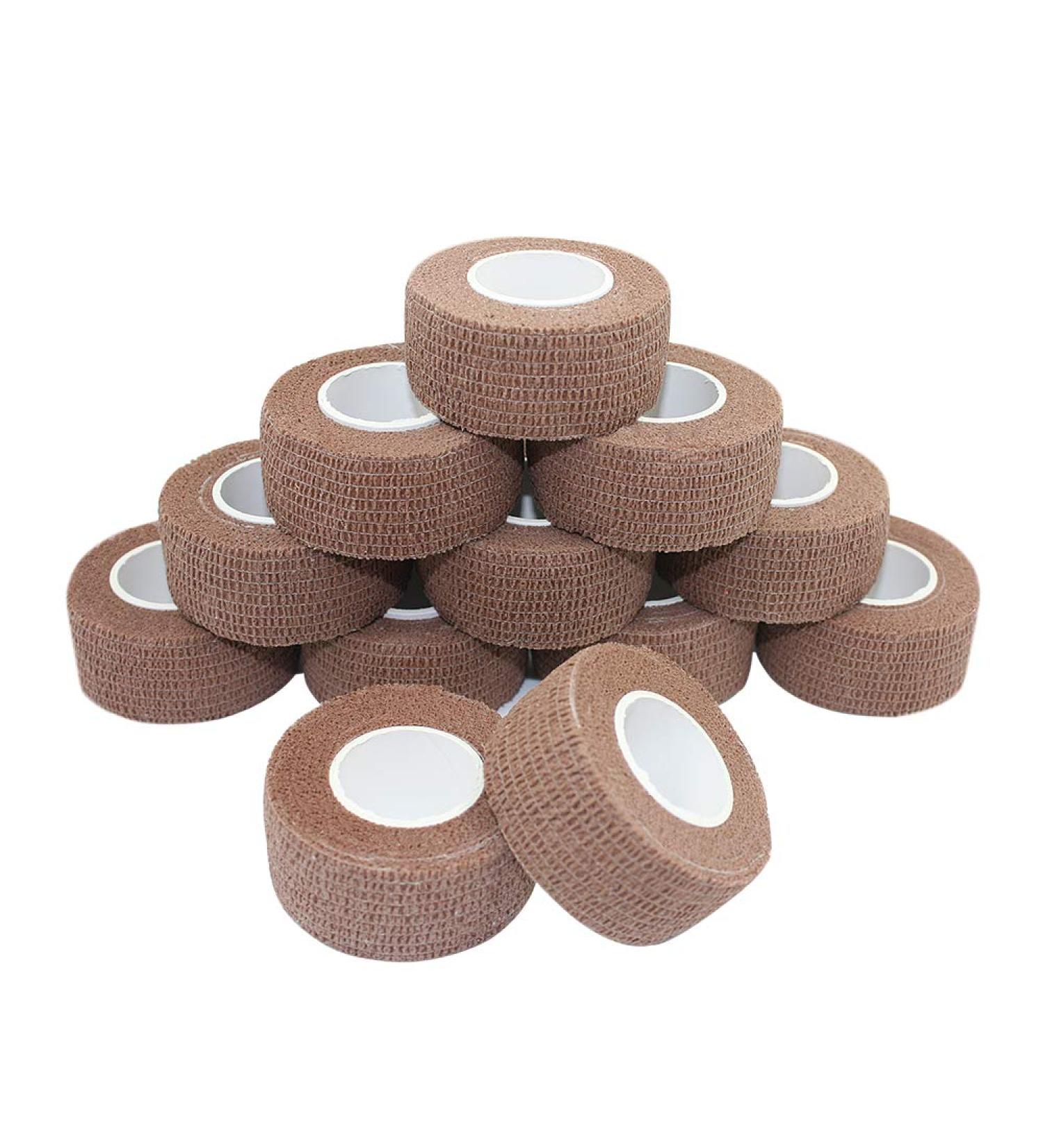 Self Adhesive Bandage Tape - Cohesive Medical Wrap for Athletes & Pets | 1 Inch x 5 Yards | 12 Count - Dark Skin Option - Buy Online on GoSupps.com