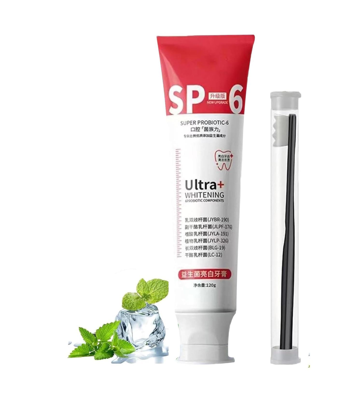 2024 Best SP-6 Ultra Whitening Toothpaste | Probiotics Toothpaste for Stain Removal & Fresh Breath | Advanced Luminous Mint Flavor (Red - 1PC) - Buy Online on GoSupps.com