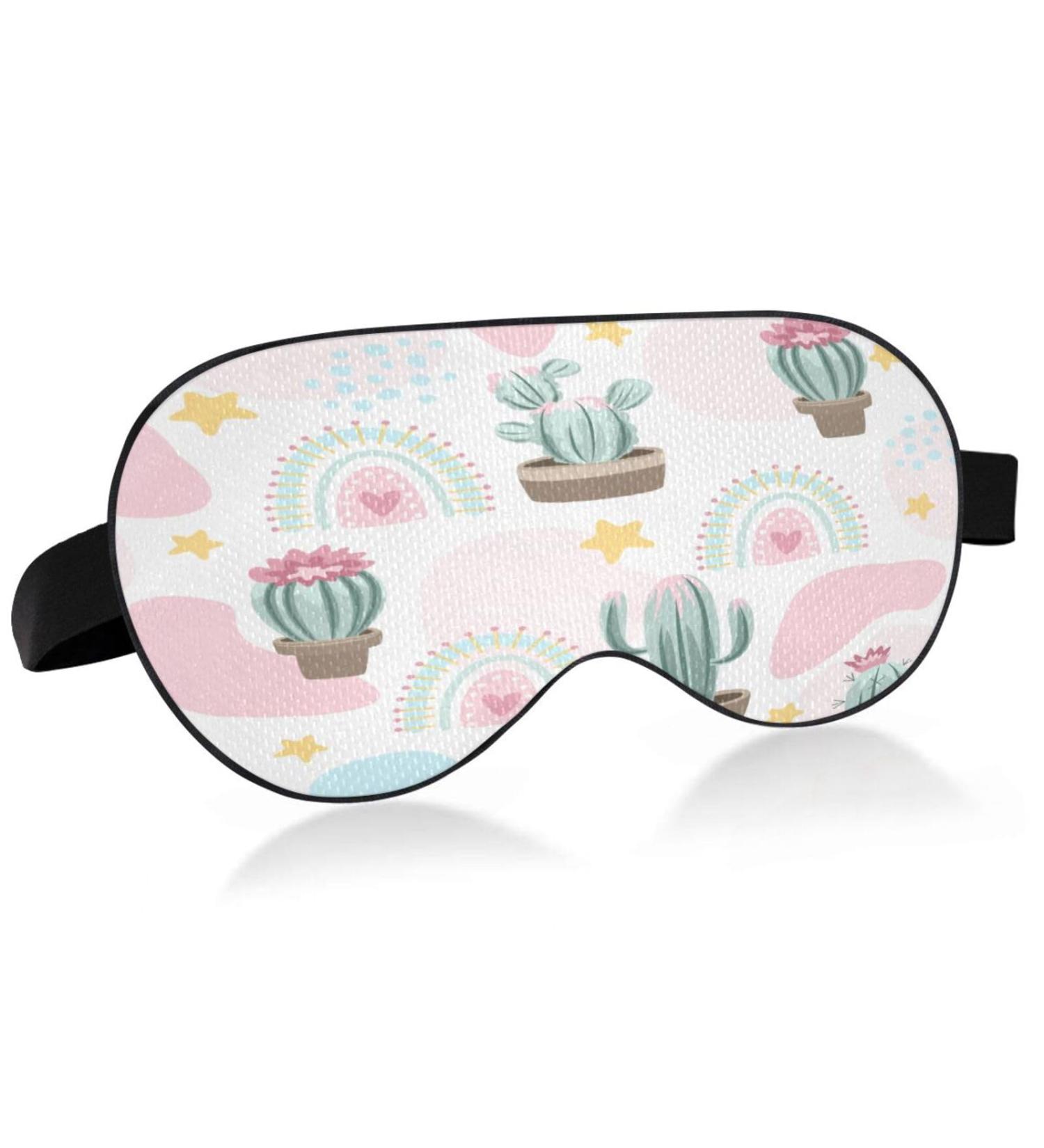 WELLDAY Rainbow and Cactus Print Sleep Mask - Soft Blindfold for Men and Women - Buy Online on GoSupps.com