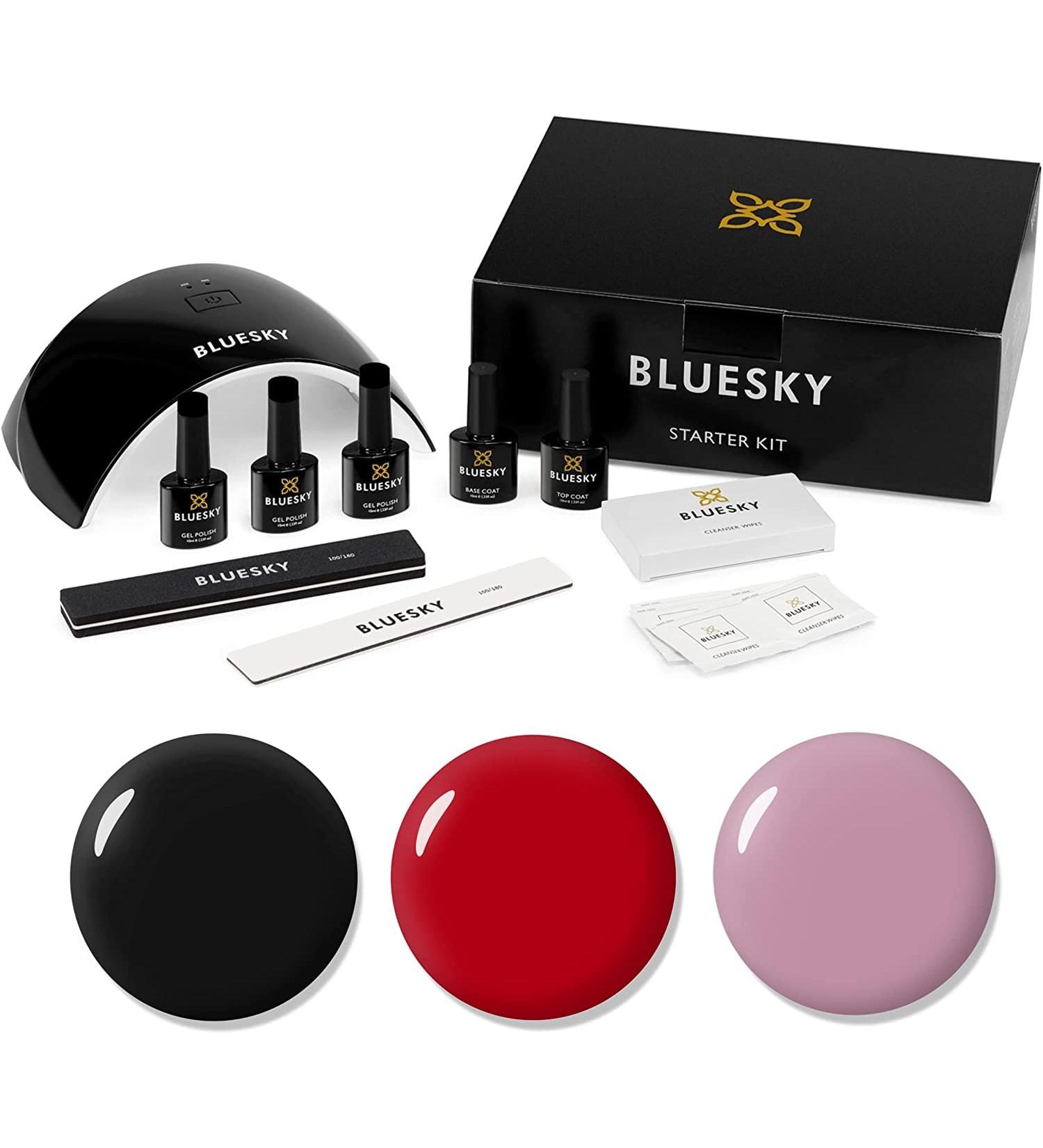Bluesky Gel Nail Polish Starter Kit with 24W UV LED Lamp - 3 Gel Polishes, Cleanser, Top & Base Coat, Nail File - Amazon Exclusive - Buy Online on GoSupps.com