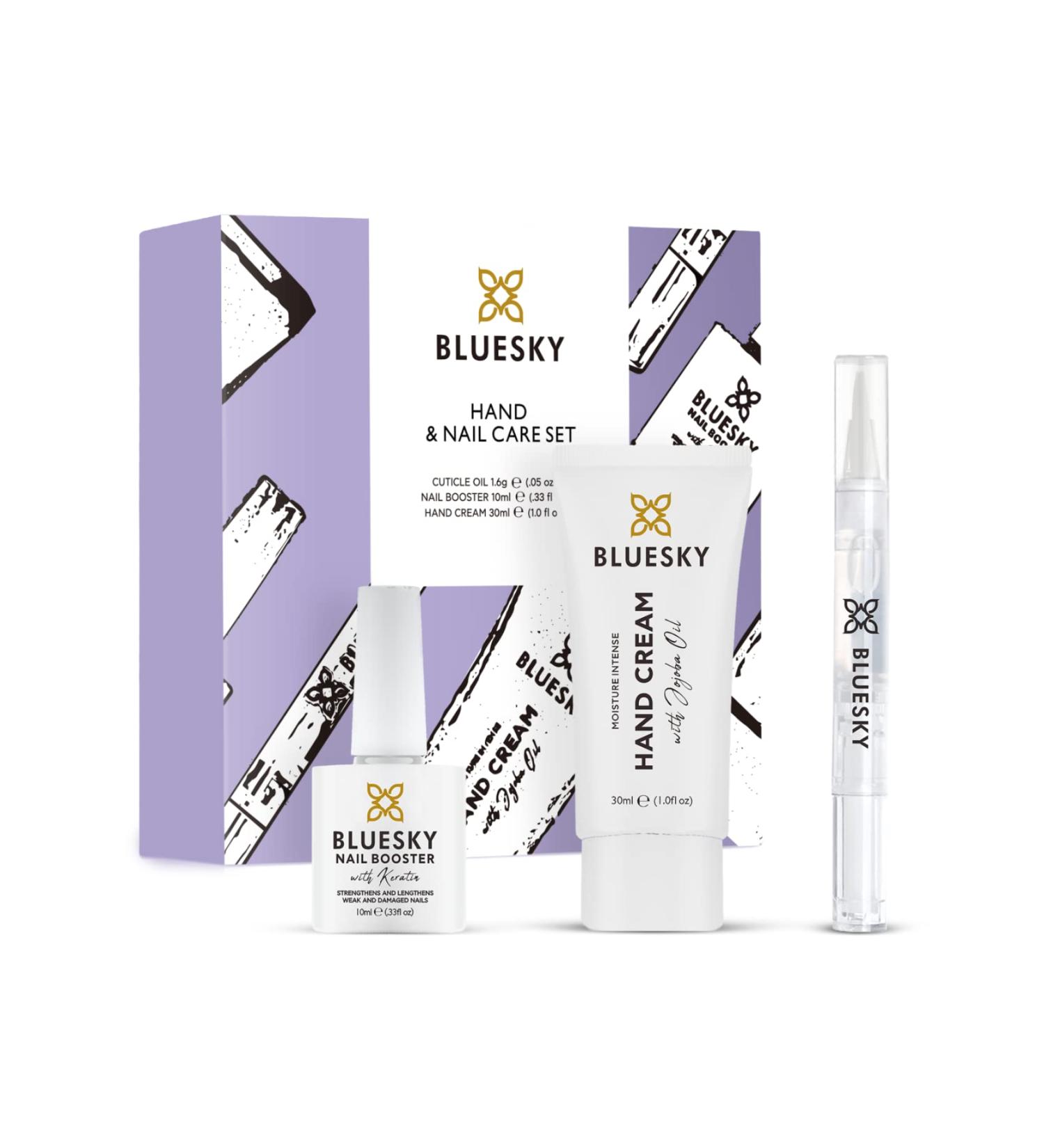BLUESKY Hand and Nail Care Kit - Cuticle Oil Pen, Hand Cream, Nail Growth Booster - 3 Piece Gift Set for Damaged Nails - Buy Online on GoSupps.com