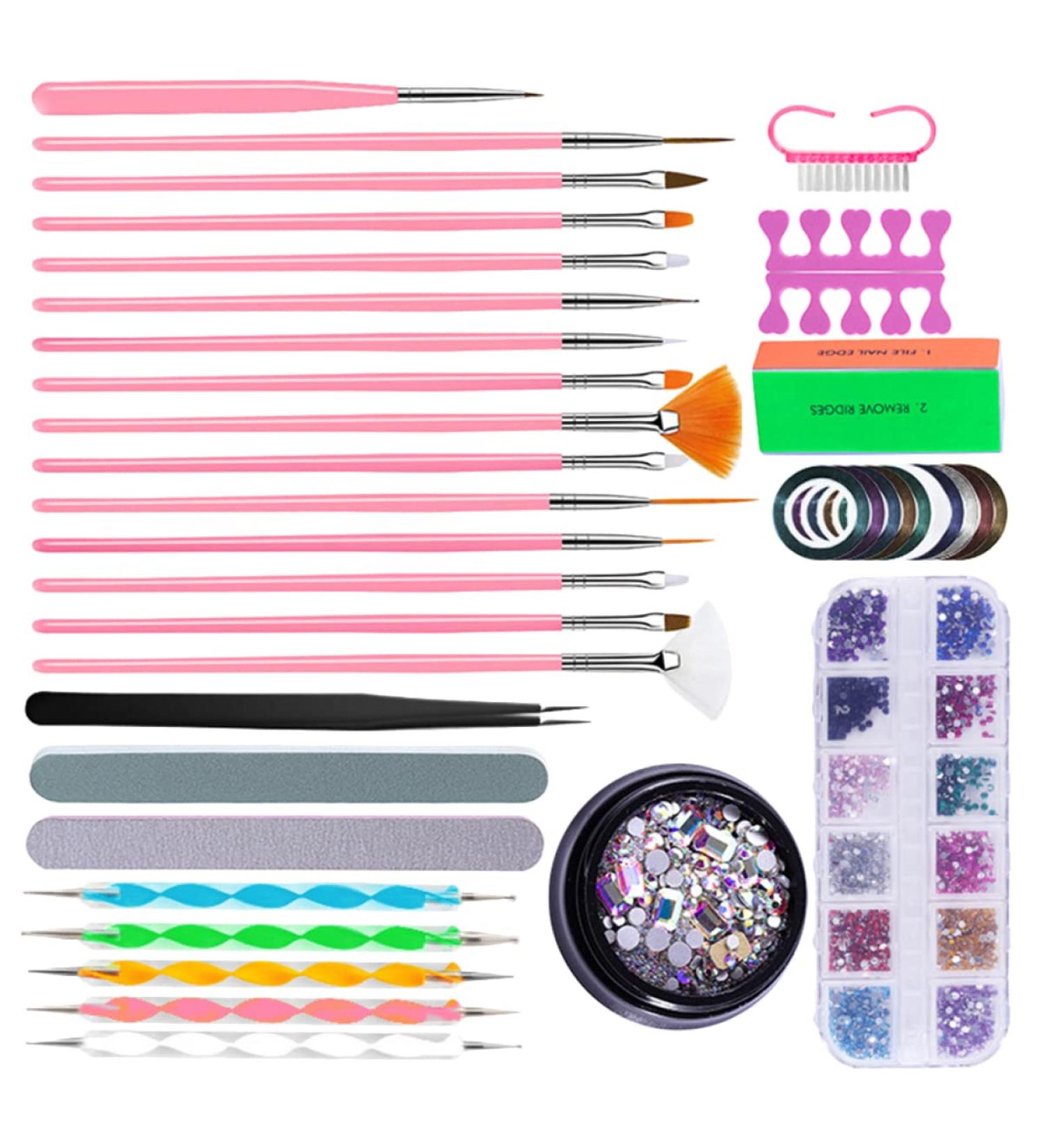 Beatifufu 1 Set Drill Nail Art Pen Professional Manicure Kit Manicure Design Tools Nail Strip Tape Professional Pedicure Tools Nail Polish Kits Nails Rhinestones Nail Buffers Nail Files Kit - Buy Online on GoSupps.com