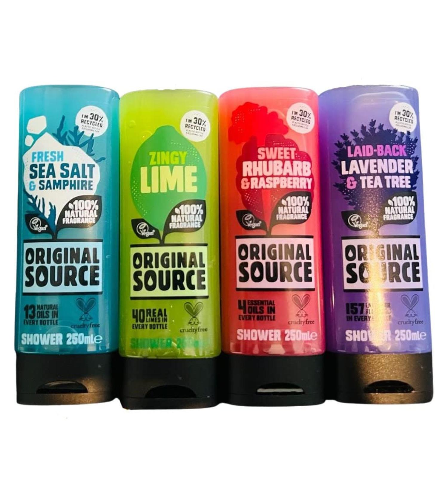  ORIGINAL SOURCE Original Source 4-pack of shower gels in fresh sea salt and sample scents: lime rhubarb and raspberry lavender and tea tree 250 ml - Buy Online on GoSupps.com