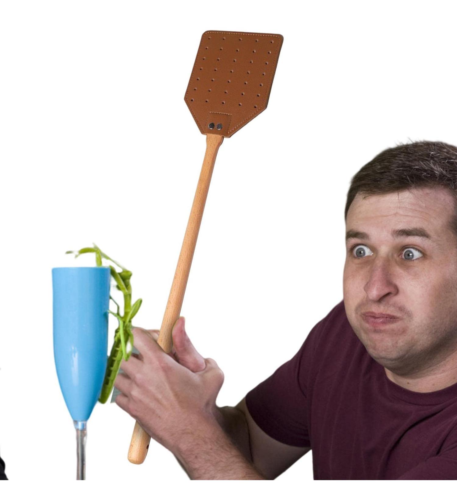 Room Fly Swatter - Space-Saving Woodworking Leather Fly Swatting Tool | Portable Wasp Flyswatter for Indoor Outdoor Living Room Gyouza - Buy Online on GoSupps.com