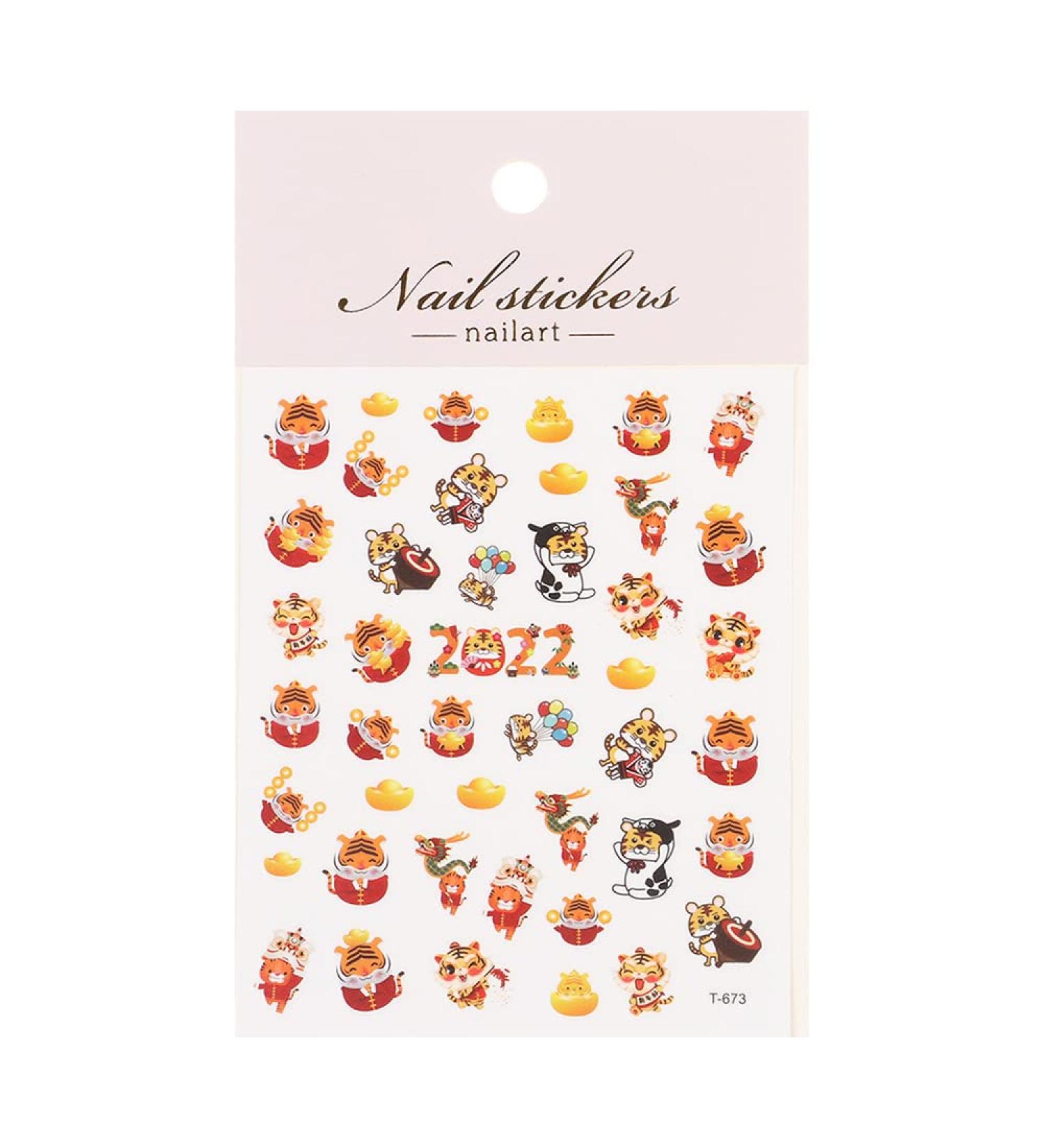Self-Adhesive Manicure Accessories Hand-made Animal Prints Nail Stickers Tiger Decals Nail Art Decorations Nail Slider(Style 6) - Buy Online on GoSupps.com