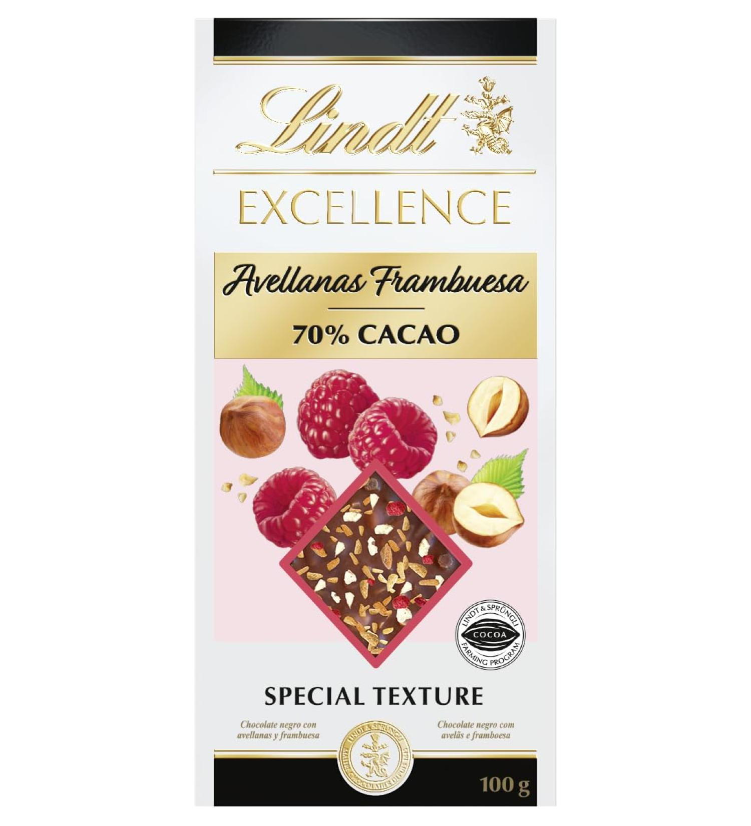 Lindt - Raspberry Hazelnut Tablet 70% Cocoa EXCELLENCE - Dark Chocolate - 100g - Buy Online on GoSupps.com