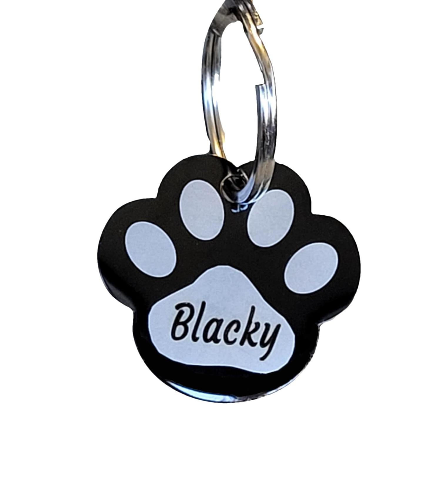 Dog brand made of stainless steel in paw shape with engraving - animal brand dog cat puppy 3 sizes 6 colors (S 25mm x 23mm black) S 25mm x 23mm black