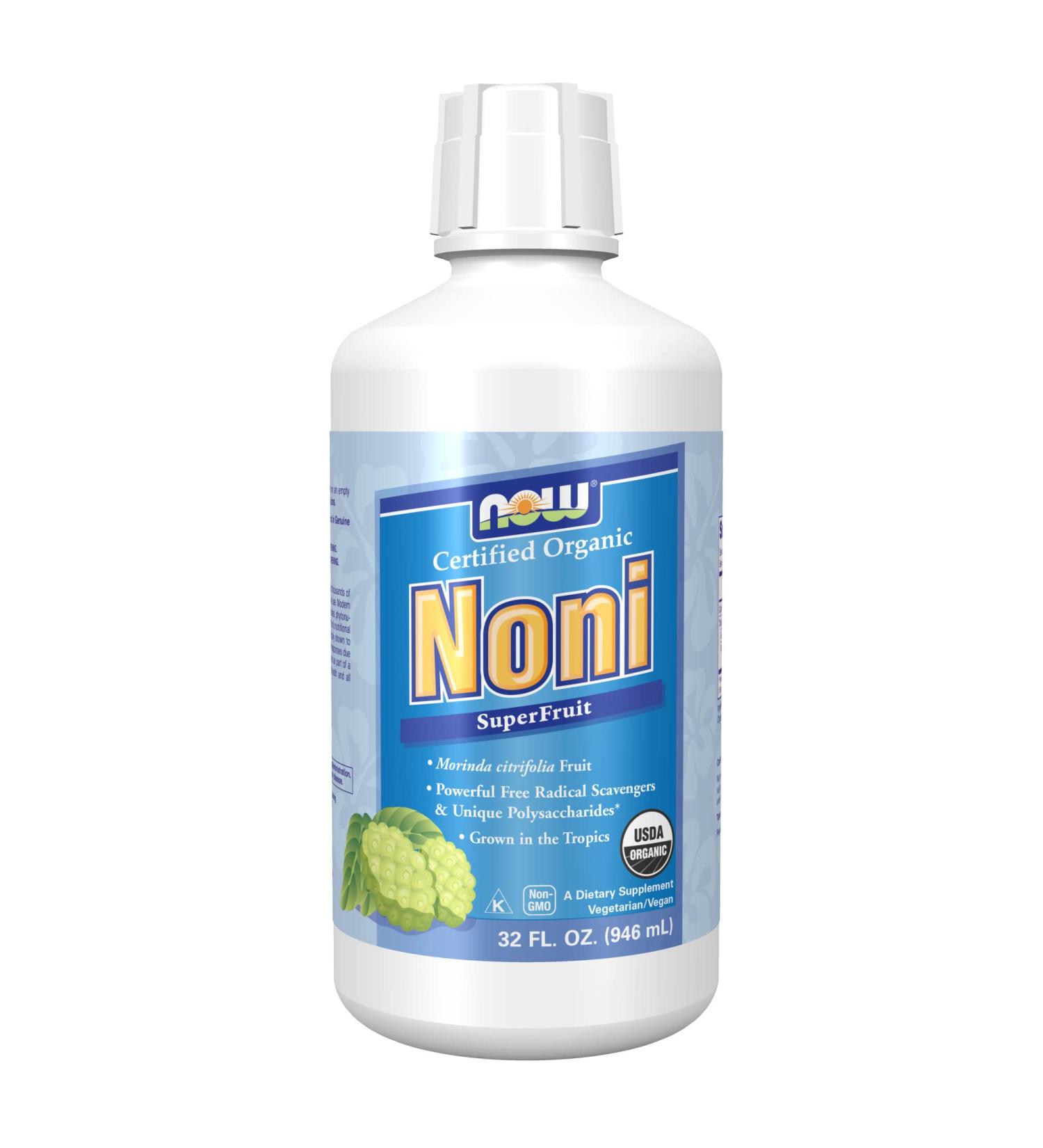 Organic NOW Noni Liquid 32oz - Super Fruit Supplement | Certified Morinda Citrifolia - Buy Online on GoSupps.com