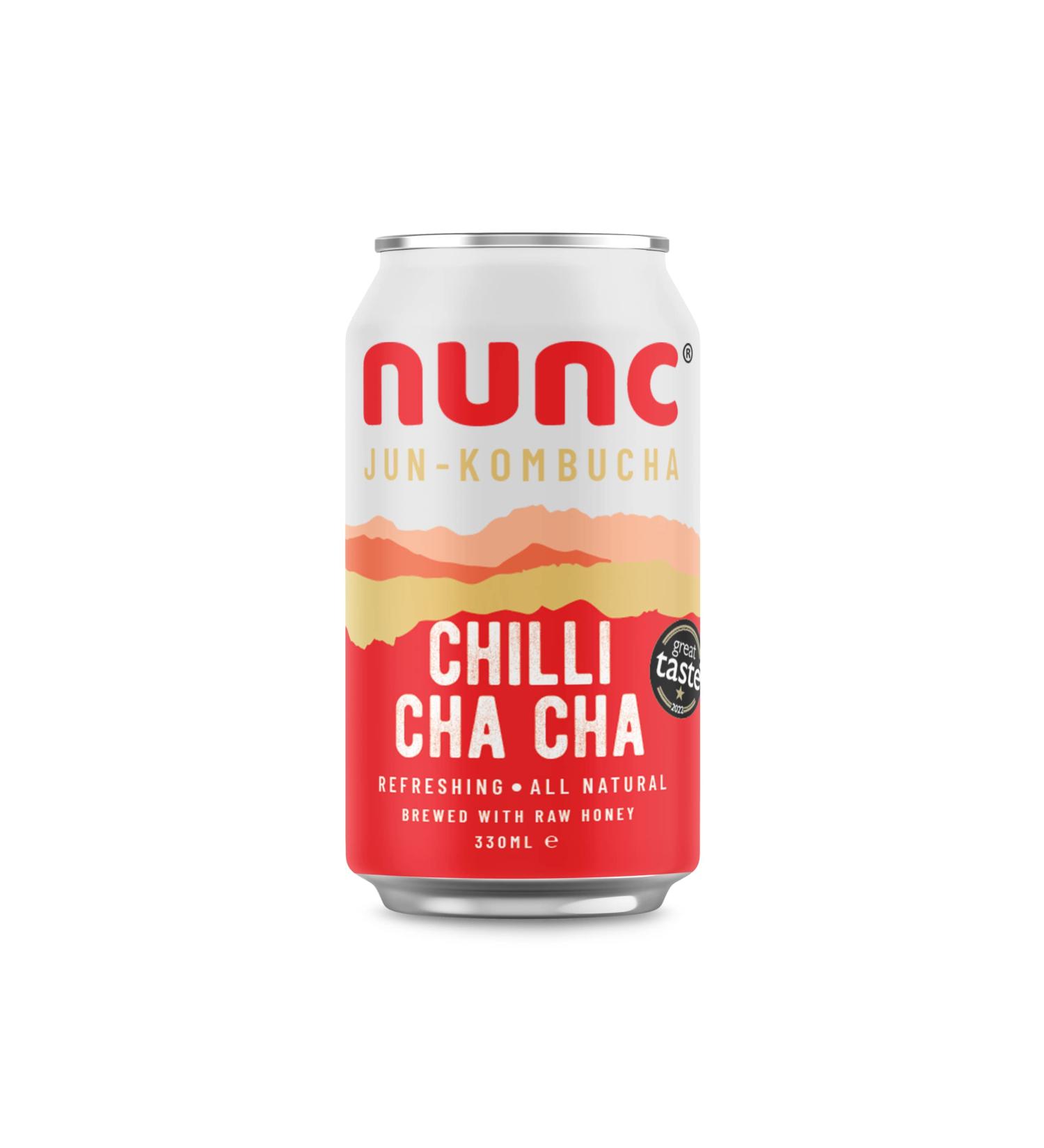 Nunc Jun-Kombucha Drink - Chilli Cha Cha (12 x 330ml) - Premium Quality - Gut-Friendly & Energizing - Gluten-Free, GMO-Free - Only 50 Calories - Buy Online on GoSupps.com