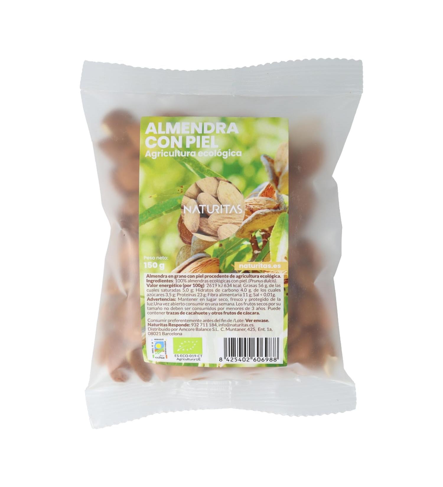 Raw almonds with organic skin 150g