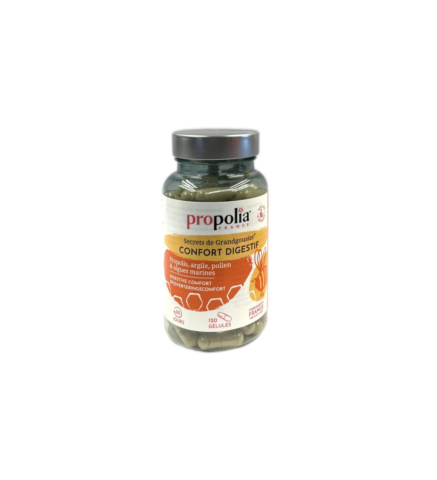 PROPOLIA - Digestive comfort - Promotes digestion and gastrointestinal well-being- Propolis, Algae, Pollen & Clay - Dietary supplement - Made in France - 120 capsules - 1 month