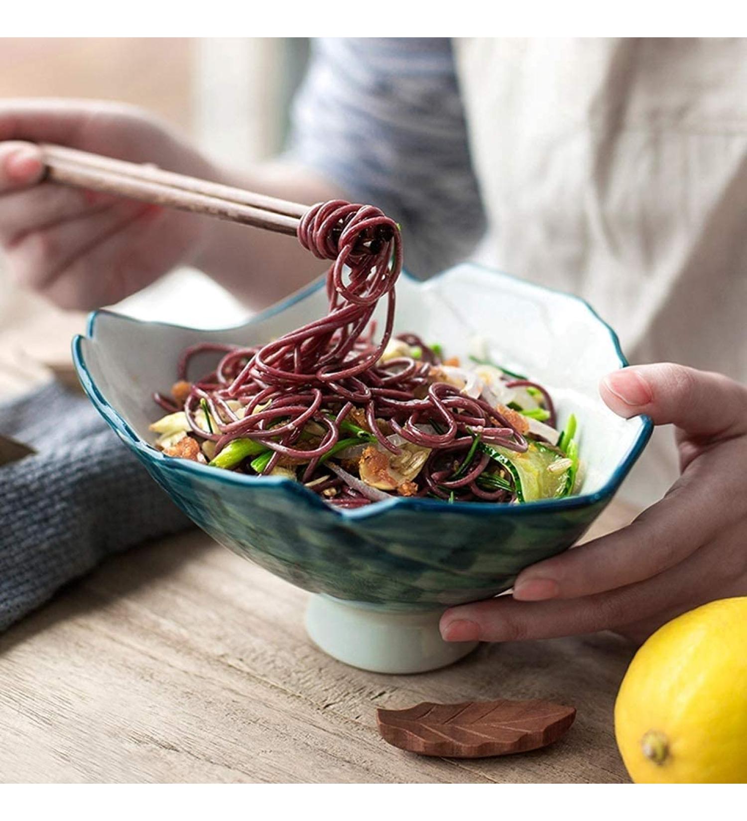 Japanese-Style Hand-Painted Ceramic Ramen Bowl Creative 7-inch Shaped Fruit Bowl Household Blue Soup Bowl Retro Tableware Kitchenware Onecolor - Buy Online on GoSupps.com