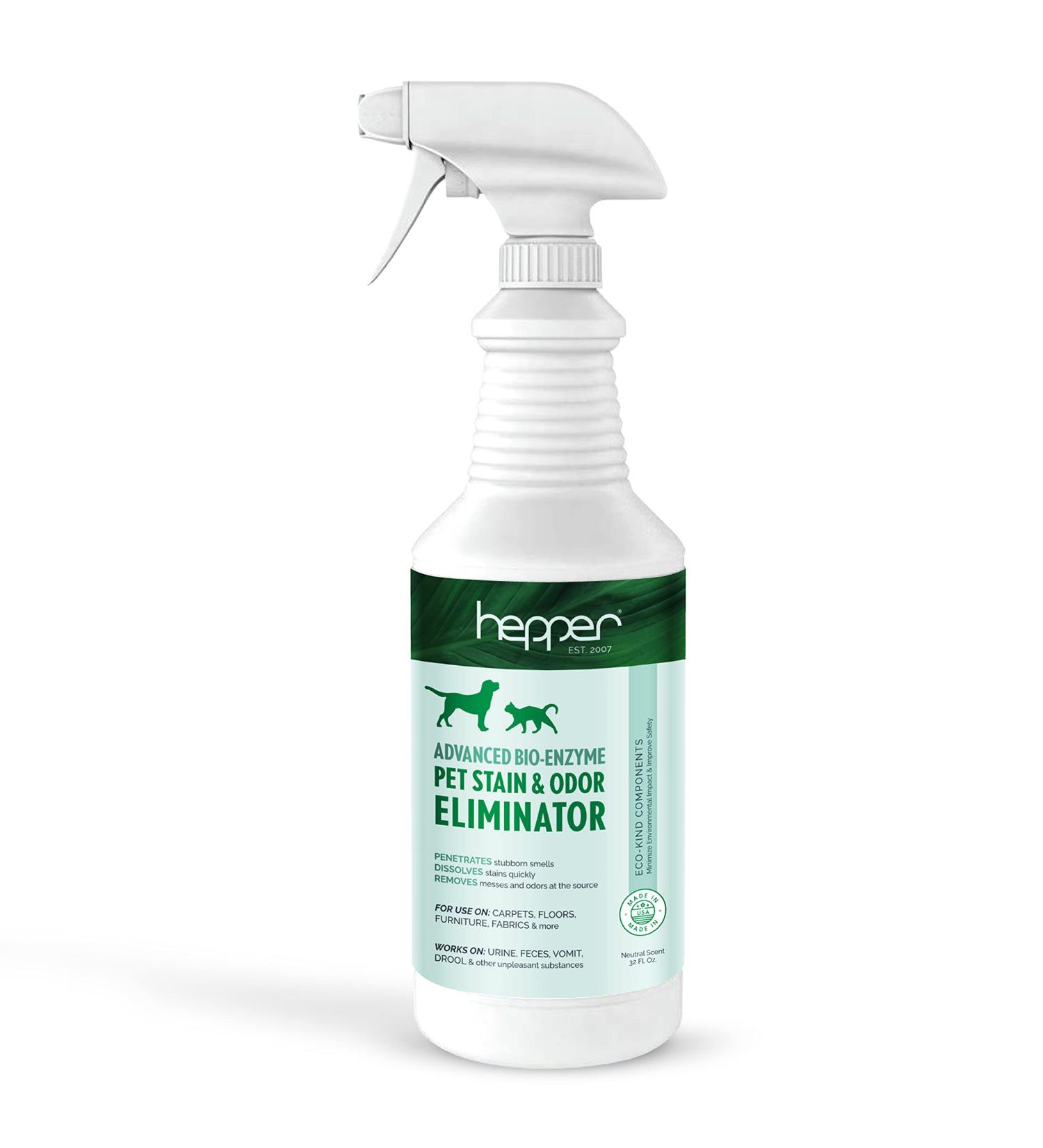 Hepper Advanced Bio-Enzyme Pet Stain & Odor Eliminator Spray - 32oz - Safe for Cats, Dogs, and Pets - Removes Smells and Stains from Couches, Carpets, and More - Buy Online on GoSupps.com
