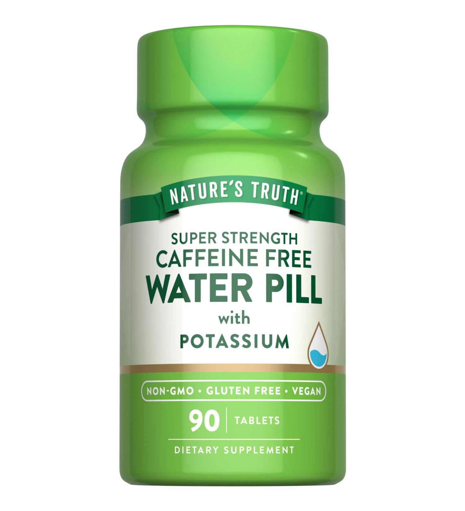 Nature's Truth Super Strength Water Pill with Potassium | 90 Count | Caffeine Free | Vegan Non-GMO & Gluten Free - Buy Online on GoSupps.com
