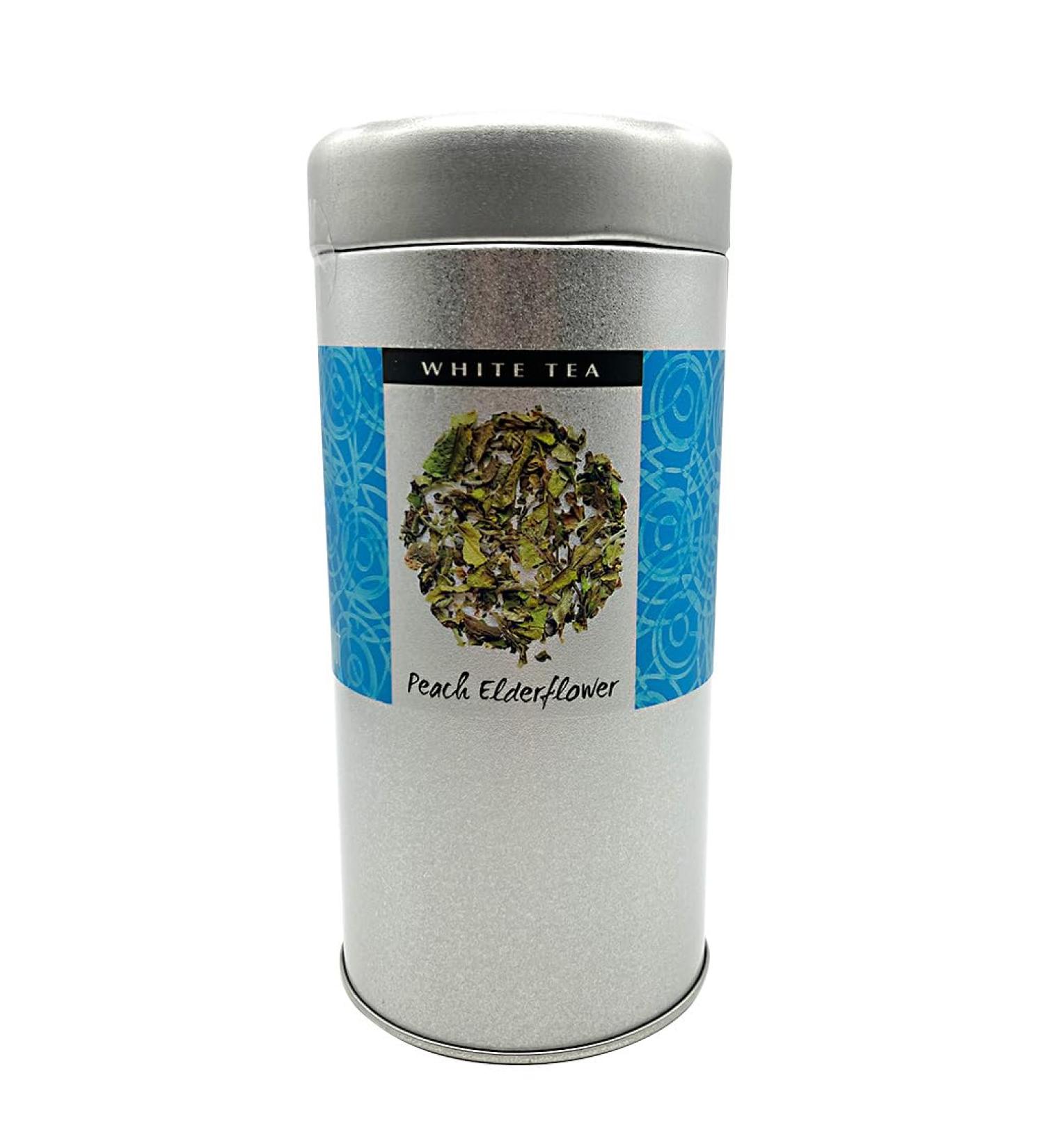 The Exotic Teapot - Peach Elderflower White Tea 75g Tin Loose Leaf Pai Mu Tan 75 g Tin (Pack of 1)