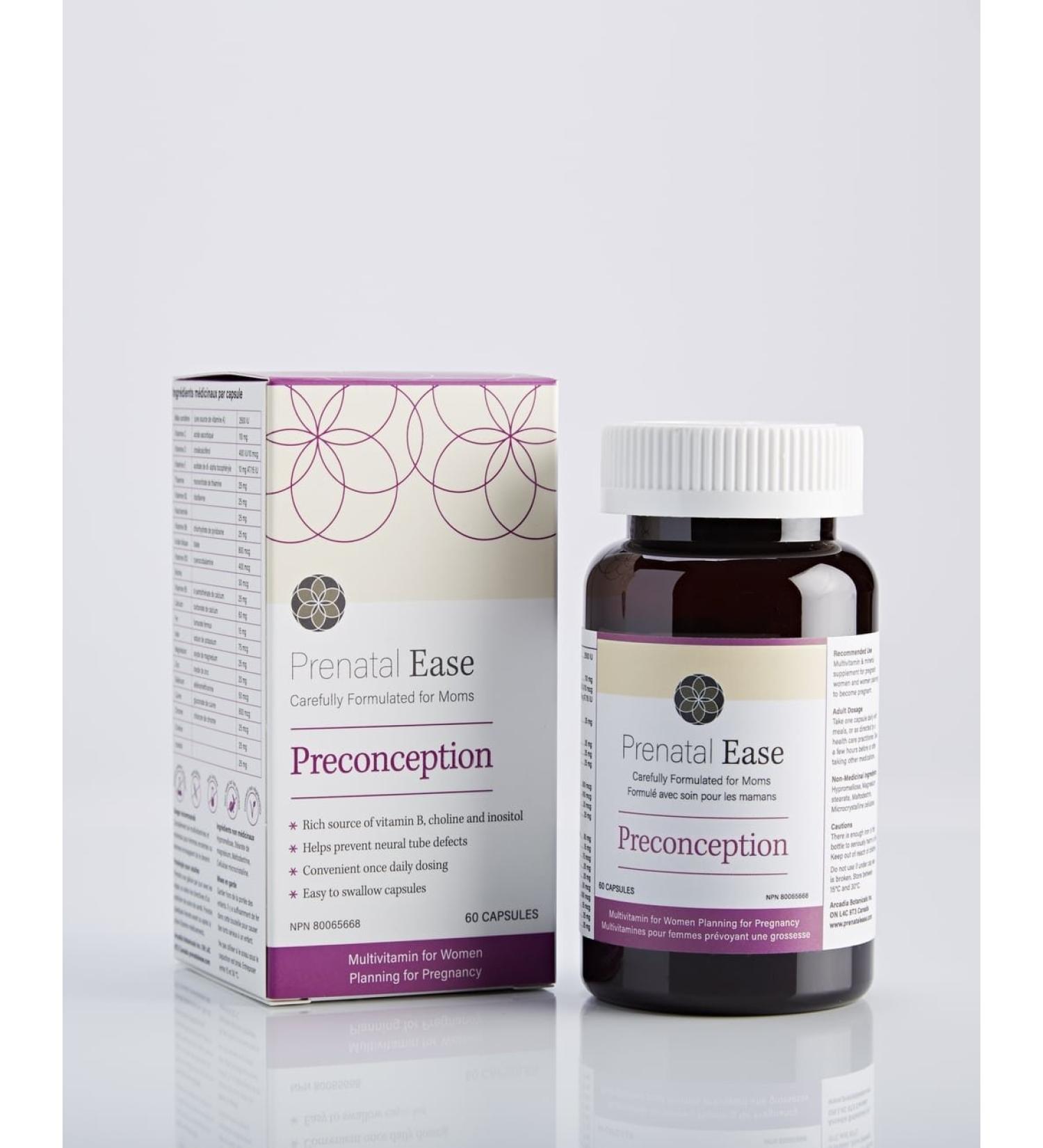 Prenatal Ease Preconception Baby Planning Multivitamin Once Daily Dose Contains Methylfolate 60-Day Supply