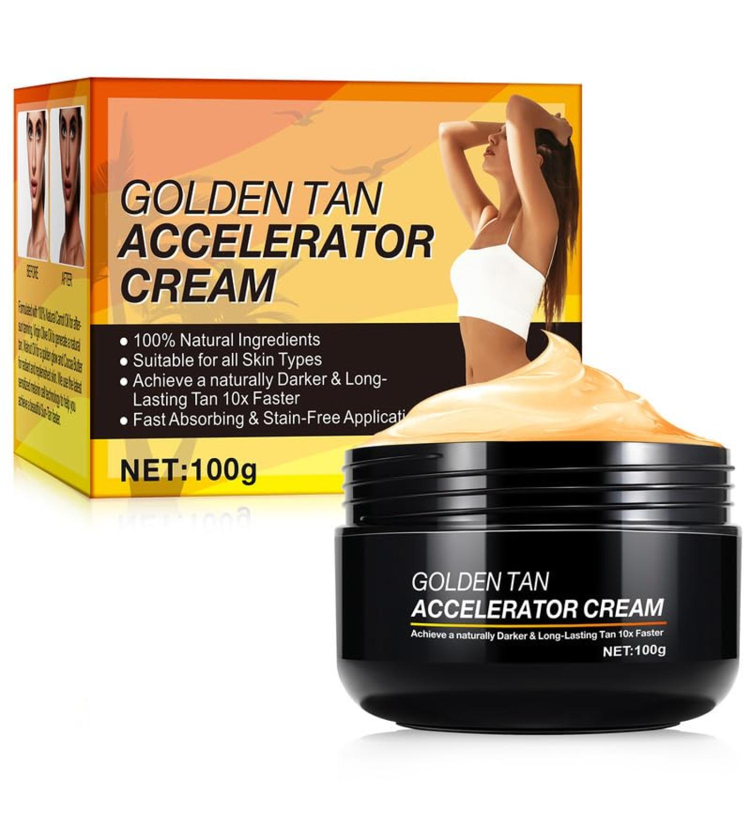 Tanning Accelerator 50g Tan Accelerator for Sun Instensive Brown Tanning Gel Premium Bronzer Cream Effective in Sunbeds & Outdoor Sun Achieve a Natural Tan with Natural Ingredients - Buy Online on GoSupps.com