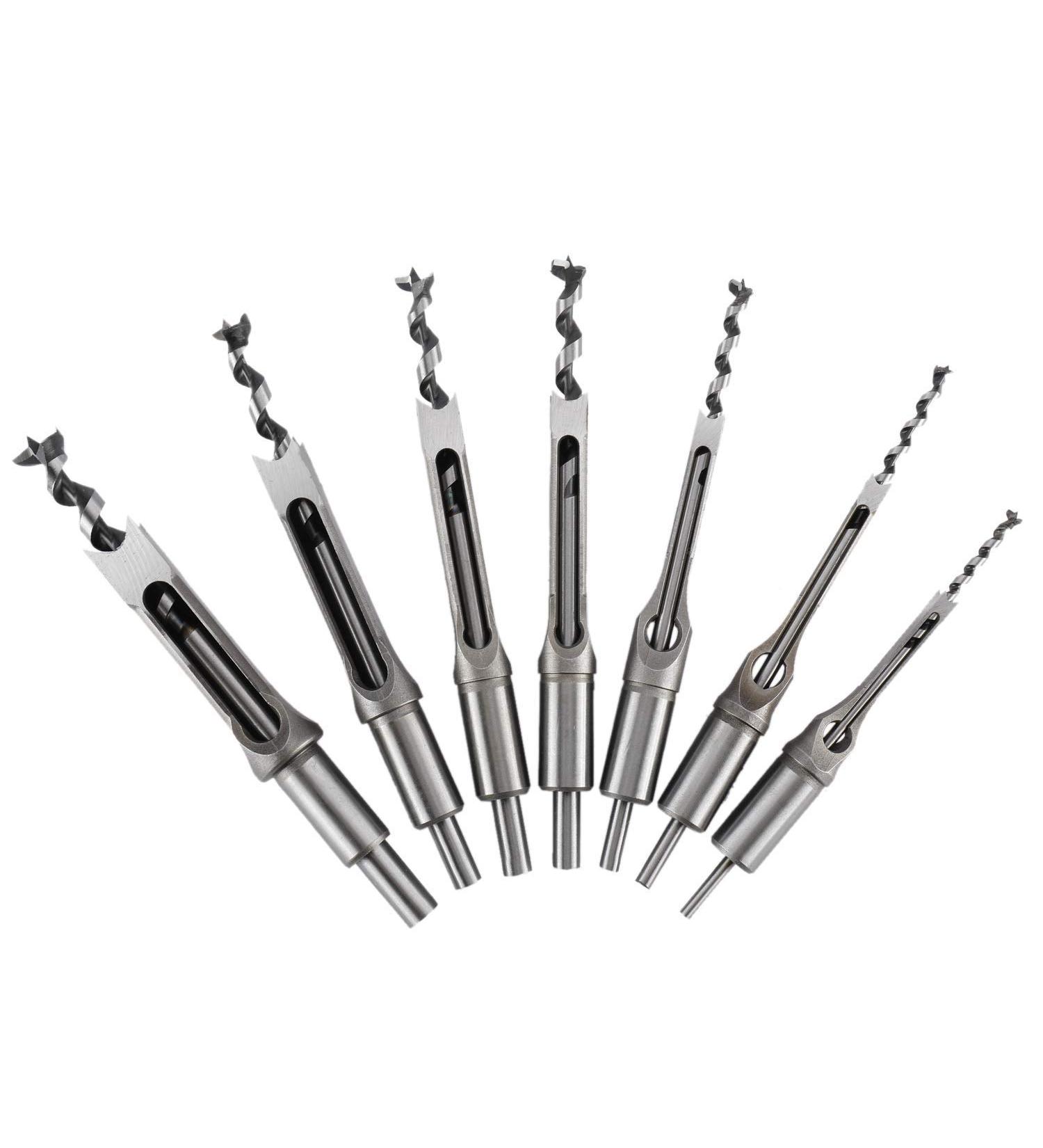 7 pcs Square Hole Mortise Chisel Drill Bit Tools 3/4 5/8 9/16 1/2 3/8 5/16 1/4  HSS Woodworking Hole Saw Mortising Chisel Drill Bit Set - Buy Online on GoSupps.com