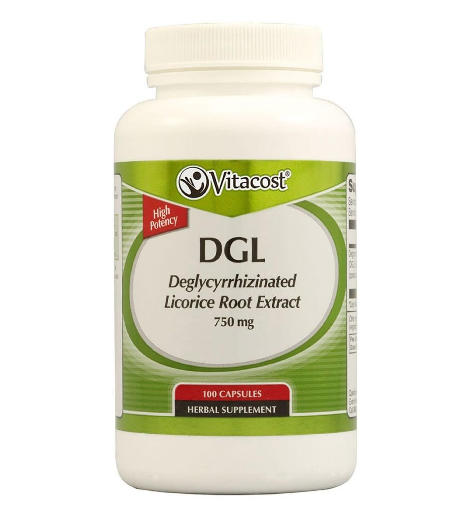 Vitacost DGL Deglycyrrhizinated Licorice Root Extract -- 750 mg - 100 Capsules