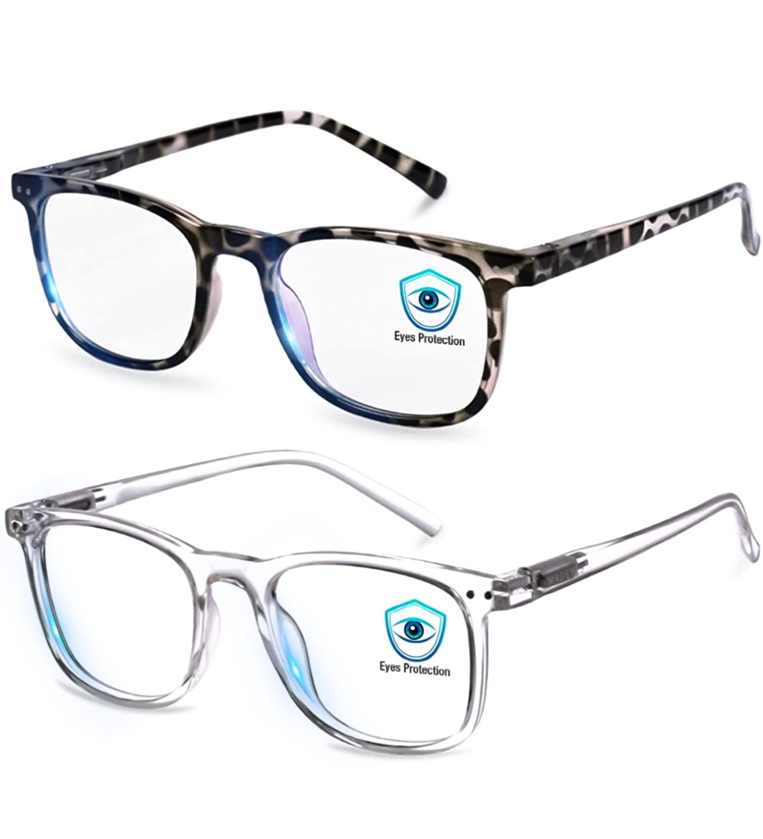 Blue Light Blocking Glasses | Anti Glare Computer Eyewear for Men and Women | UV 400 Protection, Reduce Eye Strain | Square Leopard and Transparent Frames - Buy Online on GoSupps.com