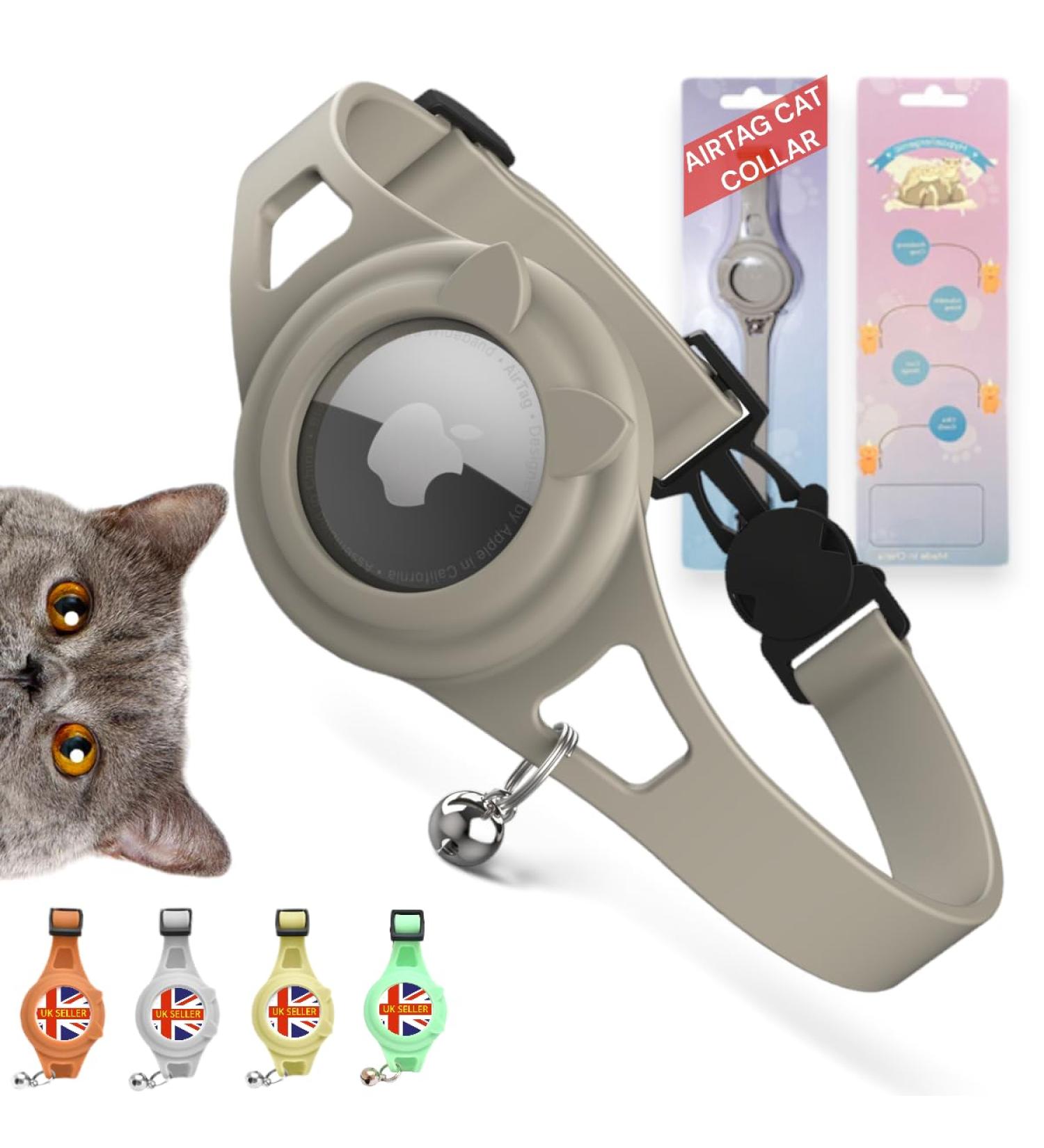 Hypoallergenic Apple Airtag cat collar Cat Tracker collar. Cat tracker GPS collar for small cats. Pet tracker for cats. Cat collar airtag GPS tracker for cats. Neutral Grey - Buy Online on GoSupps.com