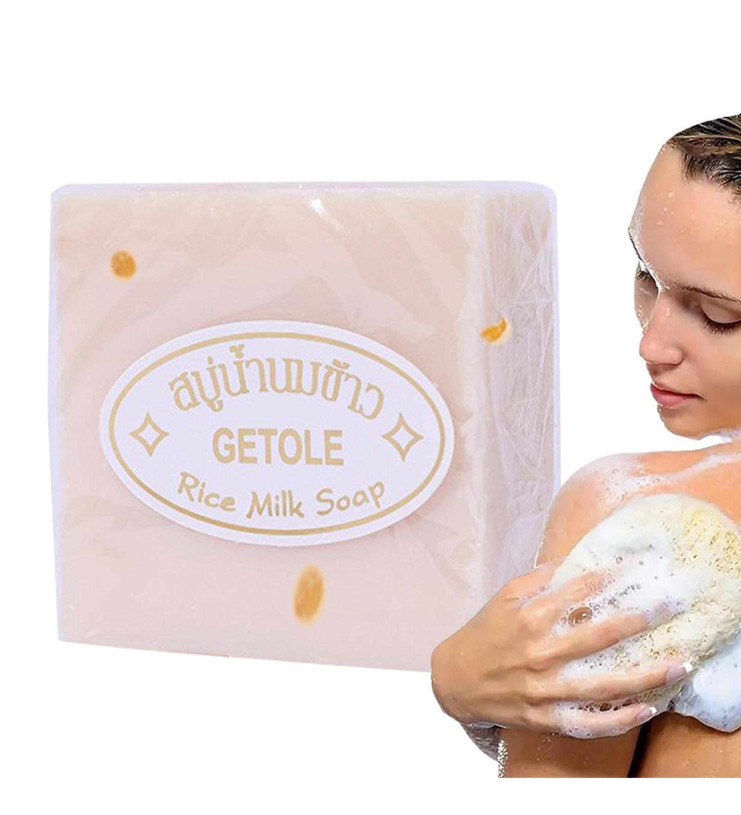 Rice Soap for Face - Mild Rice Milk Nourishing Soap Non-irritating Rice Soap Goat Milk Soap | 3 Handmade Brightening Soap Body Cleansing Rice Soap for Face Body Hand Kids Adults - Buy Online on GoSupps.com