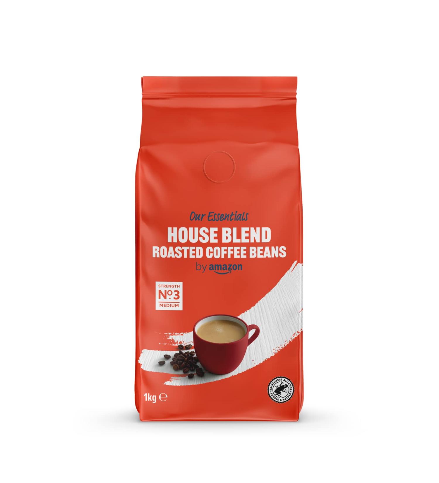 Amazon House Blend Coffee Beans 1kg Medium Roast - Rainforest Alliance Certified - Buy Online on GoSupps.com