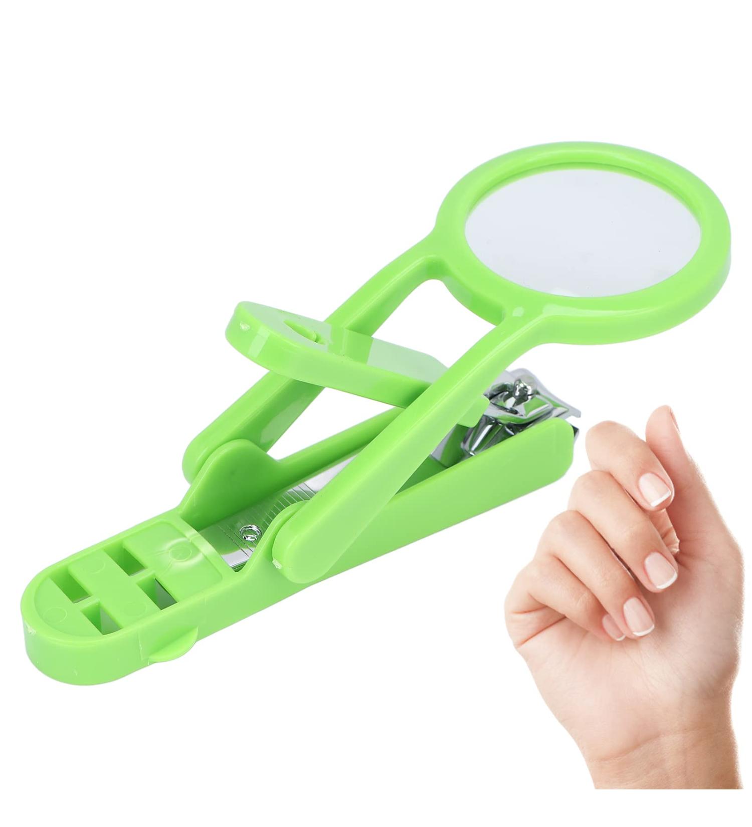 Senior-Friendly Nail Clipper with Magnifying Glass - Stainless Steel Adjustable Fingernail & Toenail Cutter (Green) - Perfect for Seniors & Babies - Buy Online on GoSupps.com