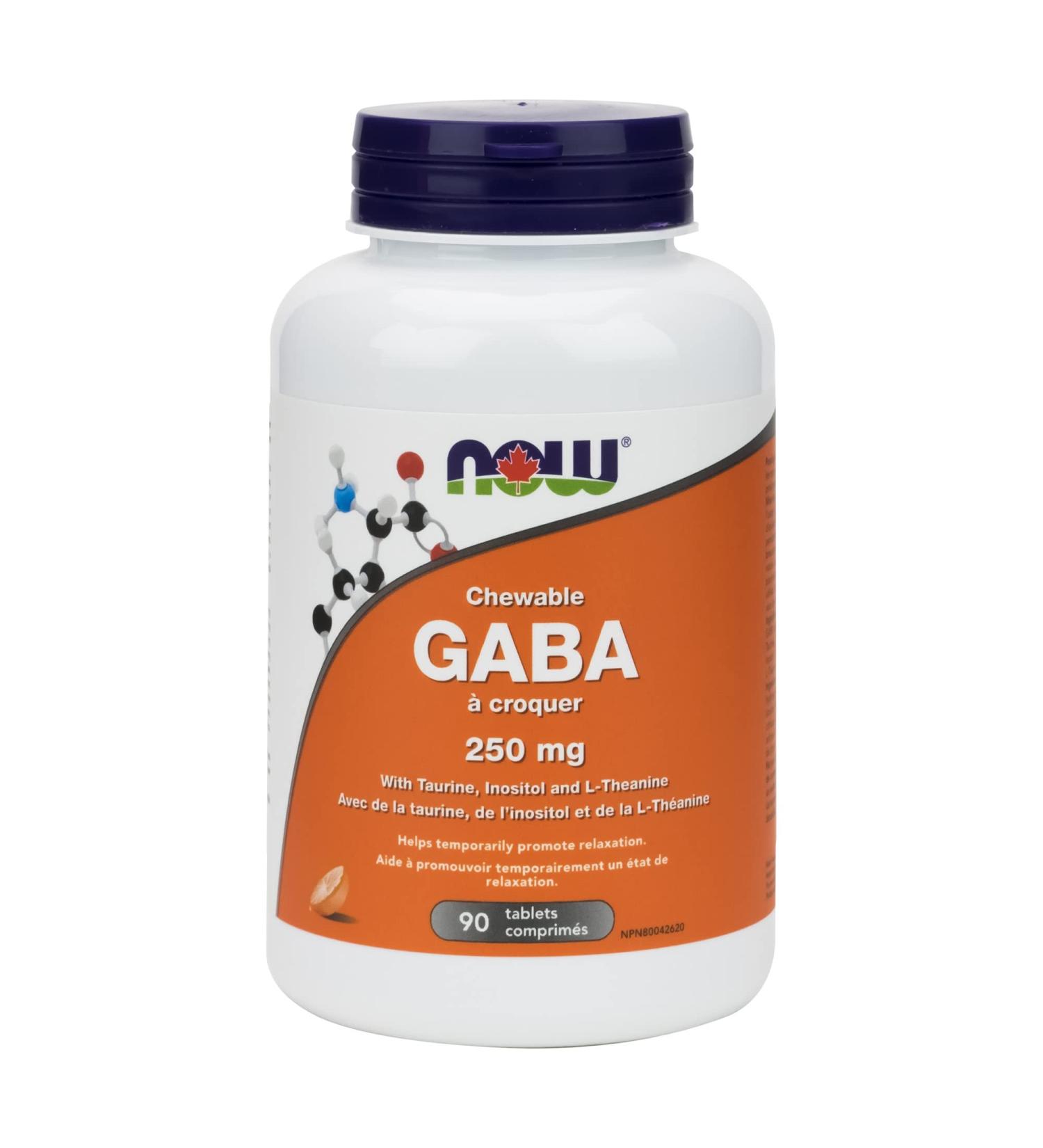 NOW Supplements GABA 250mg Chewable Tablets 90 Count - Buy Online on GoSupps.com