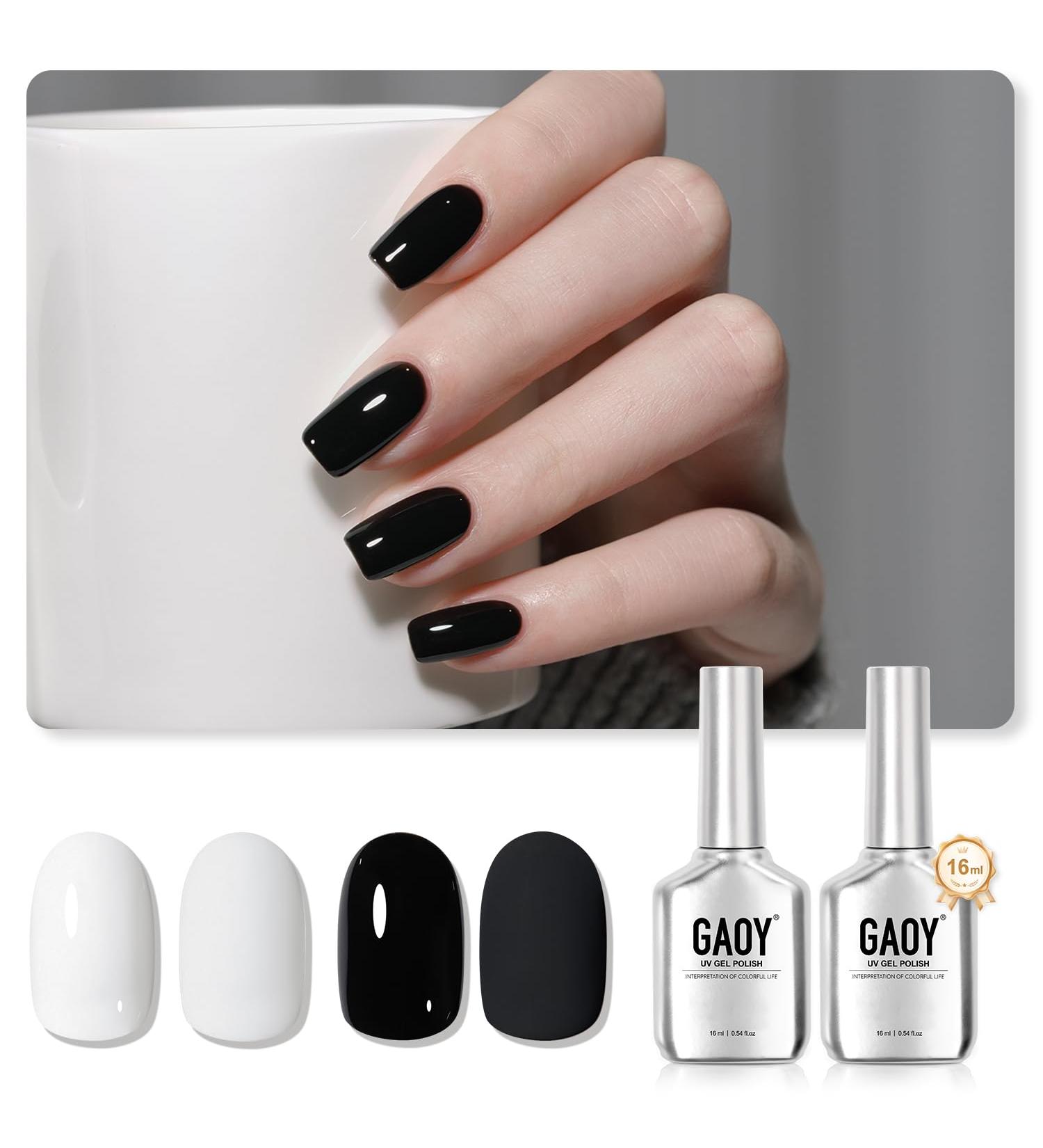 GAOY Black and White Gel Nail Polish Set - 16ml Soak Off UV Gel for DIY Manicure at Home - Flawless Nail Art in 2026 & 2027 Colors - Buy Online on GoSupps.com