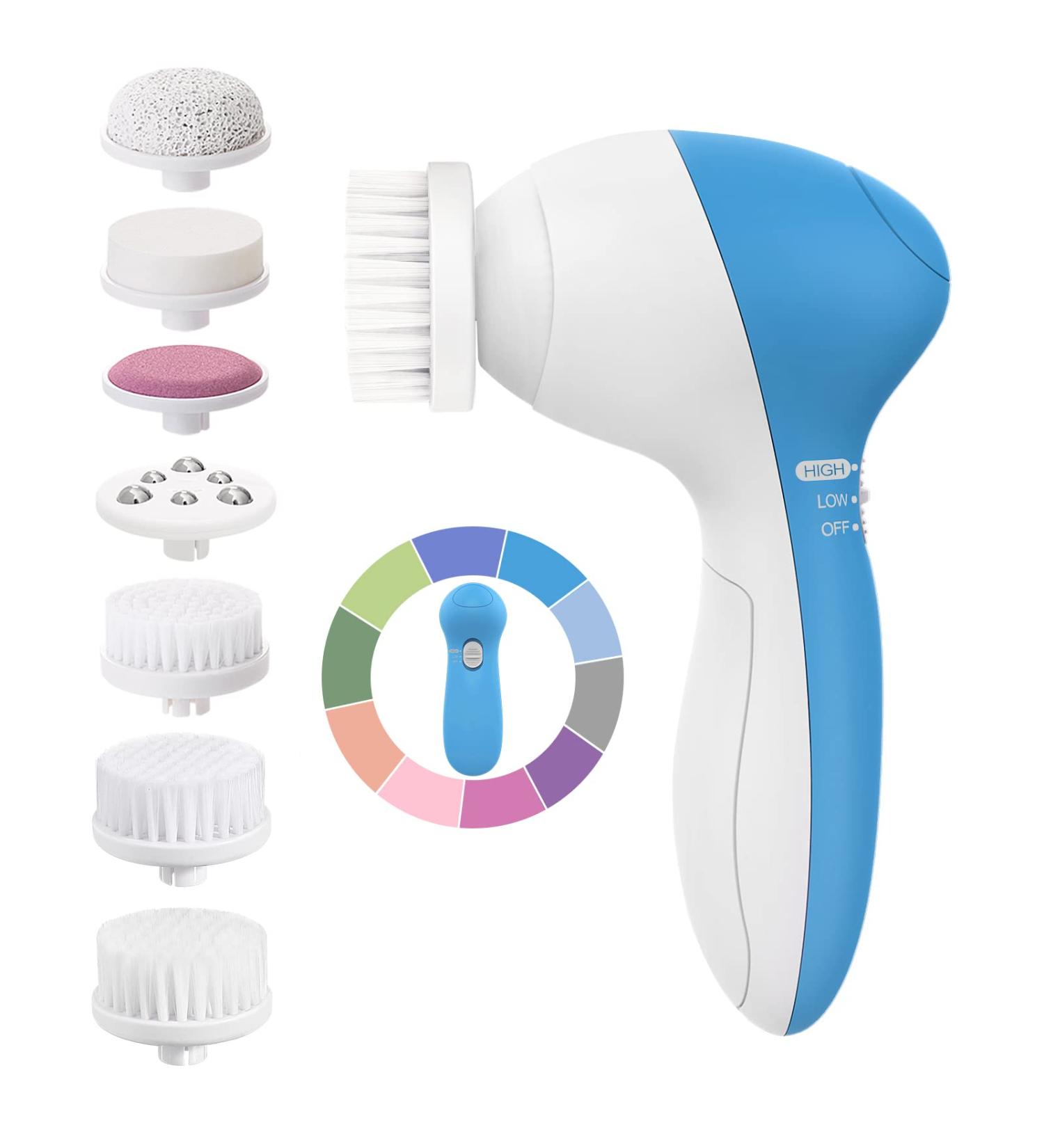 Electric Facial Cleansing Brush - Waterproof Exfoliating Spin Cleanser for Acne & Deep Cleaning - Dark Blue - Buy Online on GoSupps.com