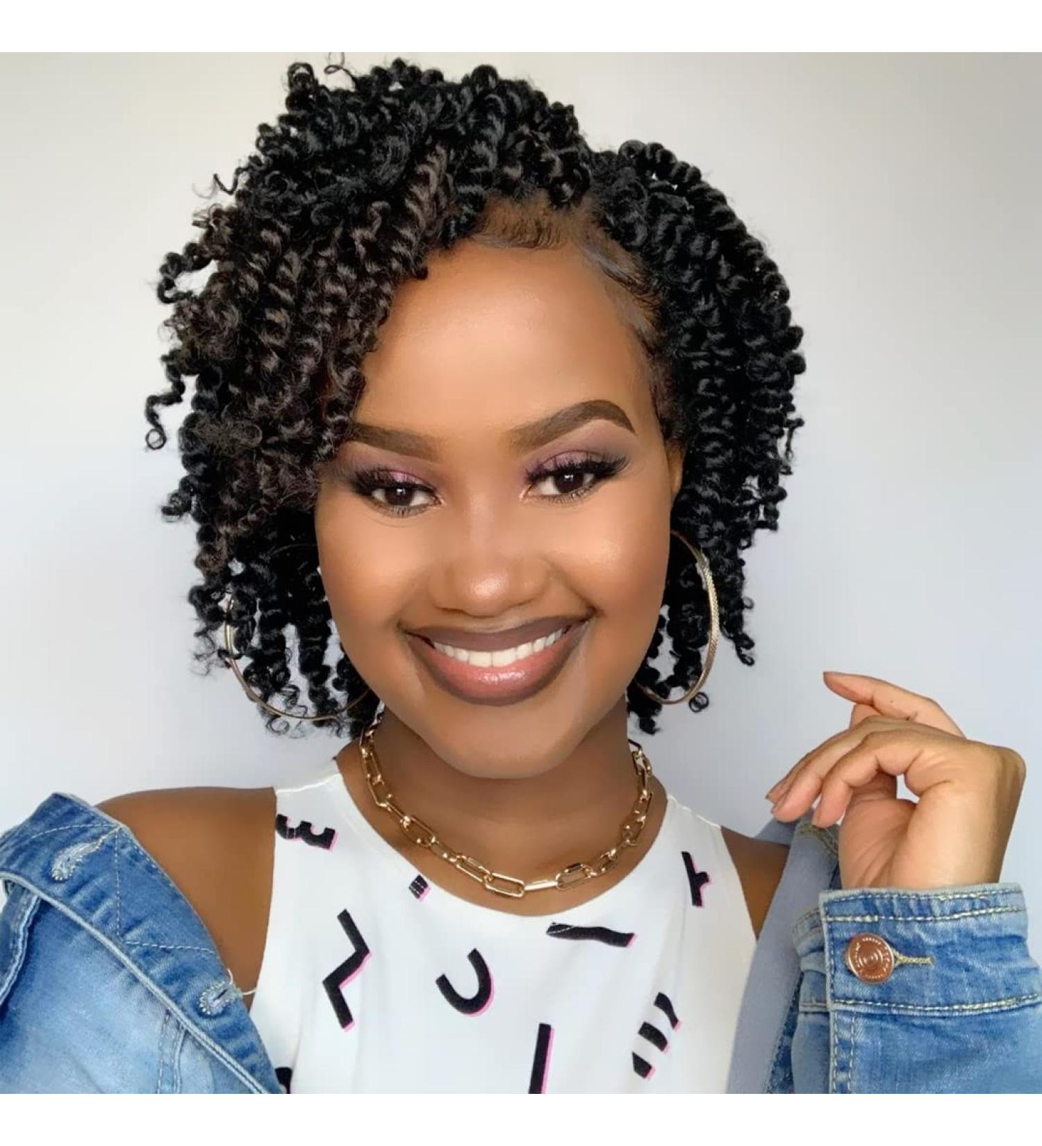 Niseyo 6 Inch Pre-twisted Passion Twist Hair 8 Packs Pre-looped Crochet Short Braids 1B/Natural Black - Buy Online on GoSupps.com