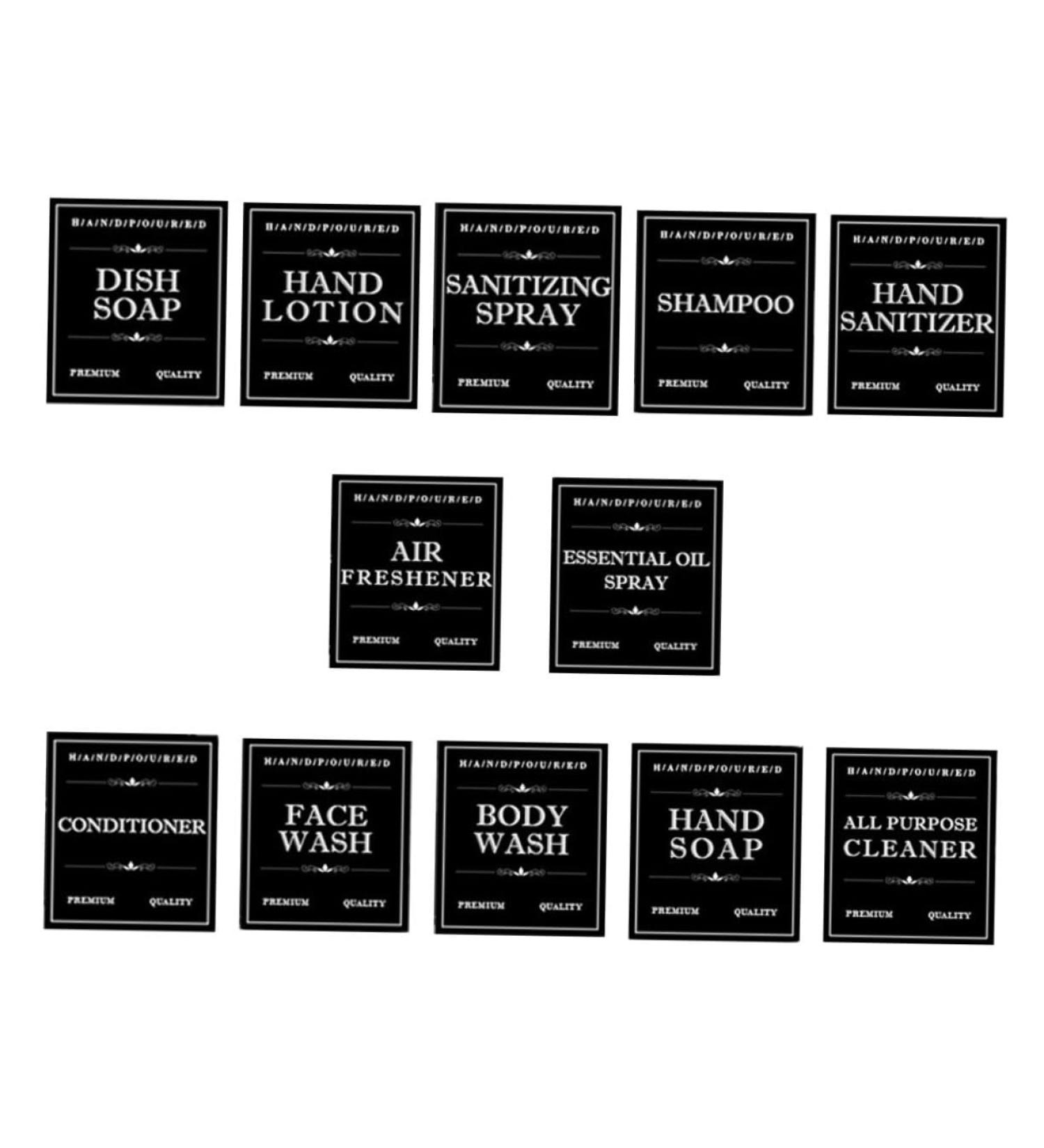 Beavorty 12 Sheets Dispensing Bottle Label Nail Sticker Waterproof Stickers Skincare Tag Self Adhesive Labels Stickers Bathroom Sticker Bathroom Labels Stickers Pvc Self-adhesive 8.00X7.00X0.10CM Black - Buy Online on GoSupps.com