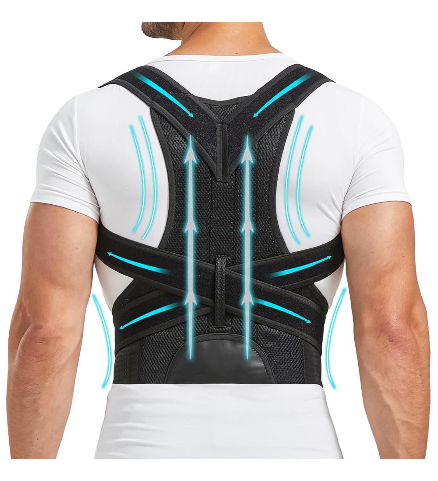 Back Brace & Posture Corrector for Men & Women | Adjustable Spine Support for Scoliosis Hunchback & Back Pain Relief - Buy Online on GoSupps.com