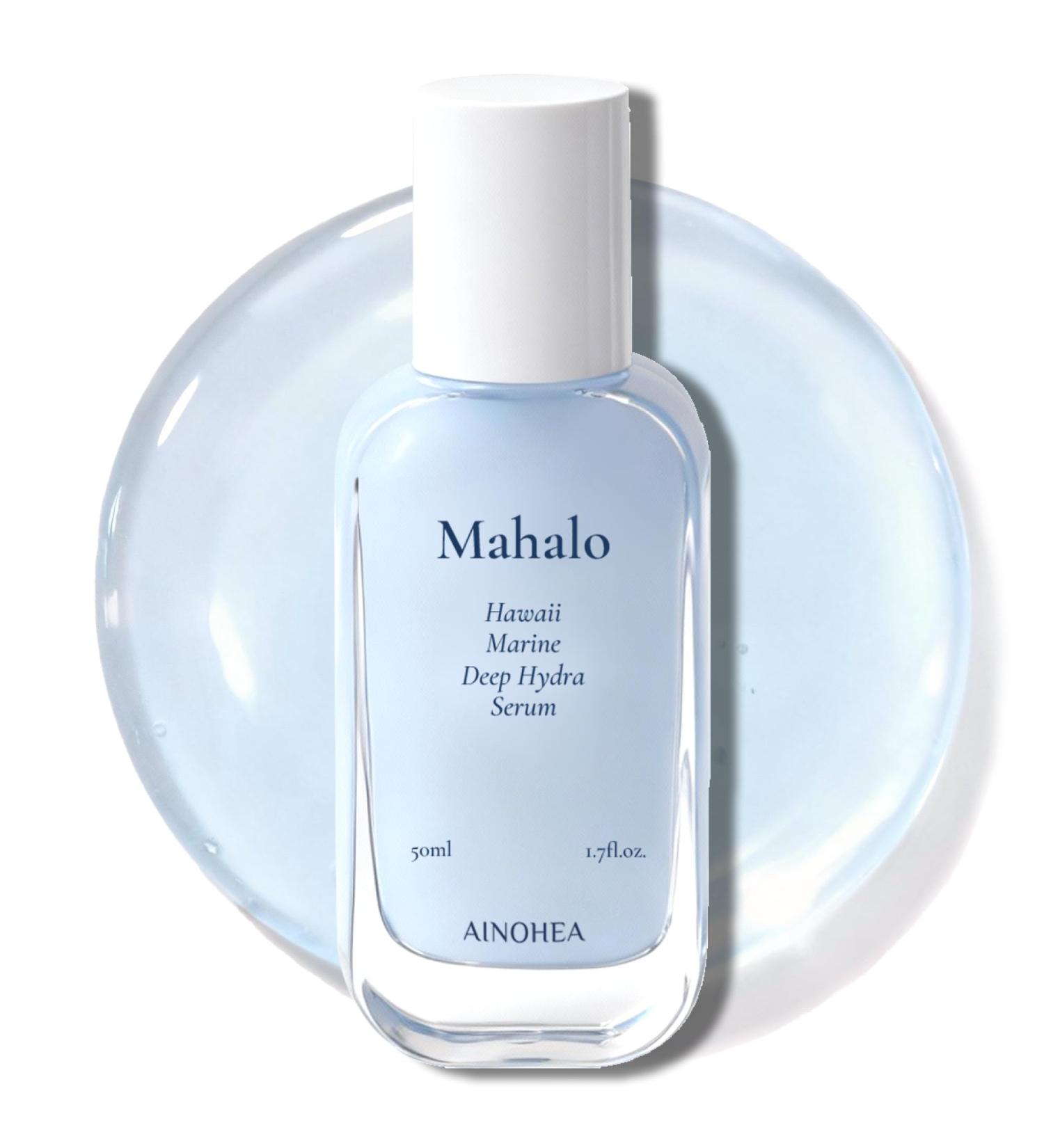 AINOHEA Mahalo Hawaii Marine Deep Hydra Serum Ultra Soothing Cooling & Instant Hydration with 8-Type Hyaluronic Acid & Spirulina Extract Lightweight Heat-Relief Serum Korean Skin Care 50ml - Buy Online on GoSupps.com