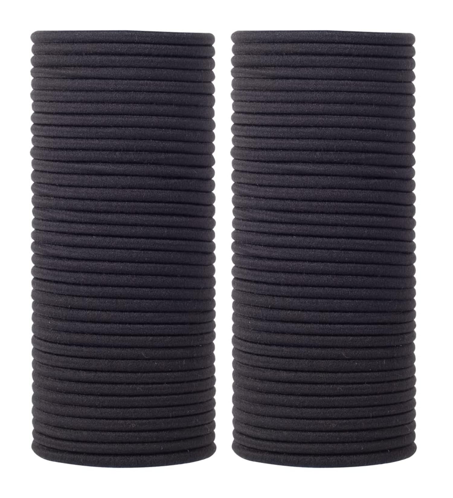 100PCS 4MM Black Elastic Hair Ties Ponytail Holders - 2 Inch Diameter Bands for Medium to Thick Hair - Curly Hair - Women or Men - Buy Online on GoSupps.com