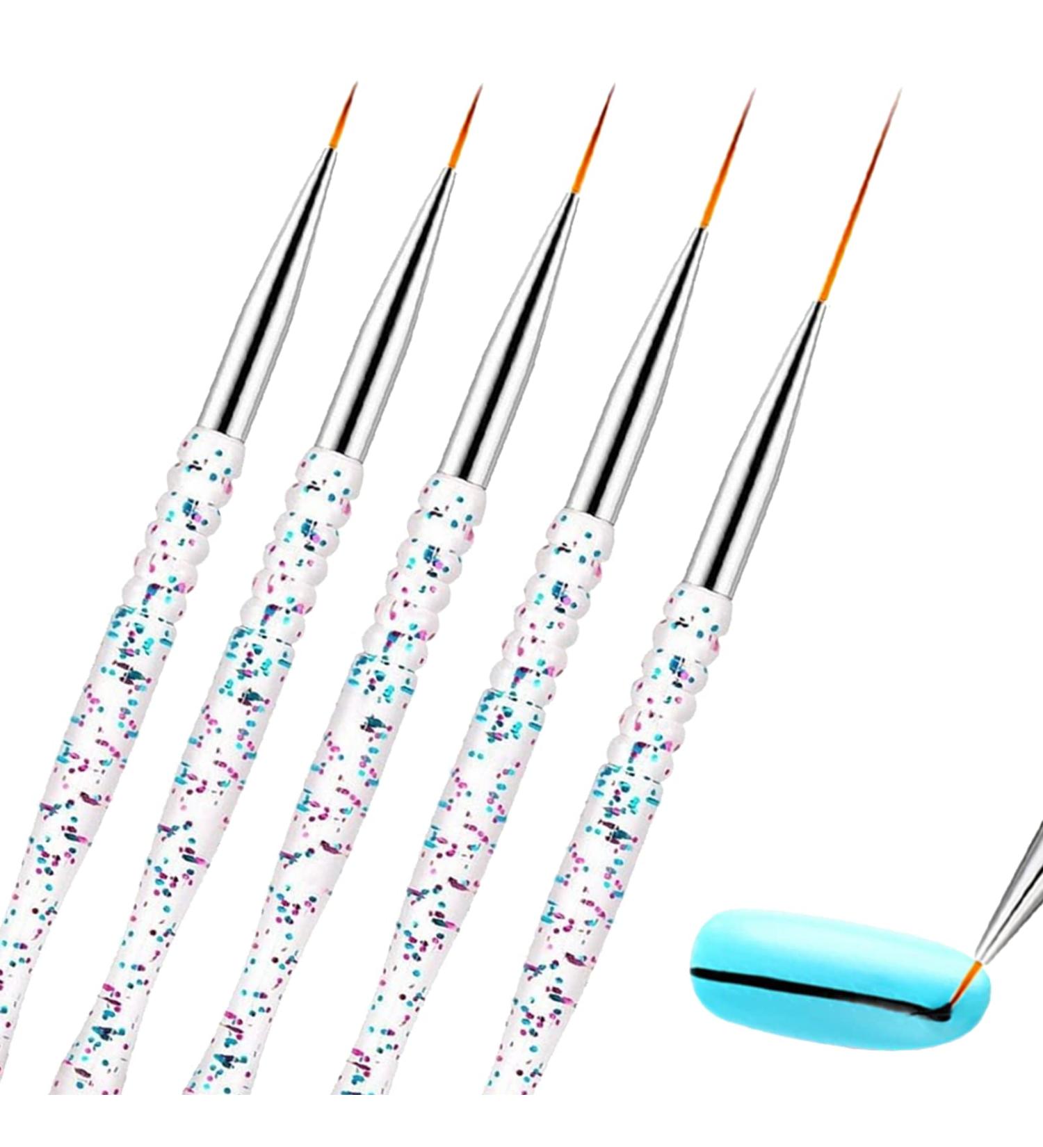 WACURRENTHYD 5Pcs Nail Art Liner Brushes Set - Thin Nail Gel Polish Painting Brushes for Precise Nail Art Designs (7/9/11/15/18mm) - Buy Online on GoSupps.com
