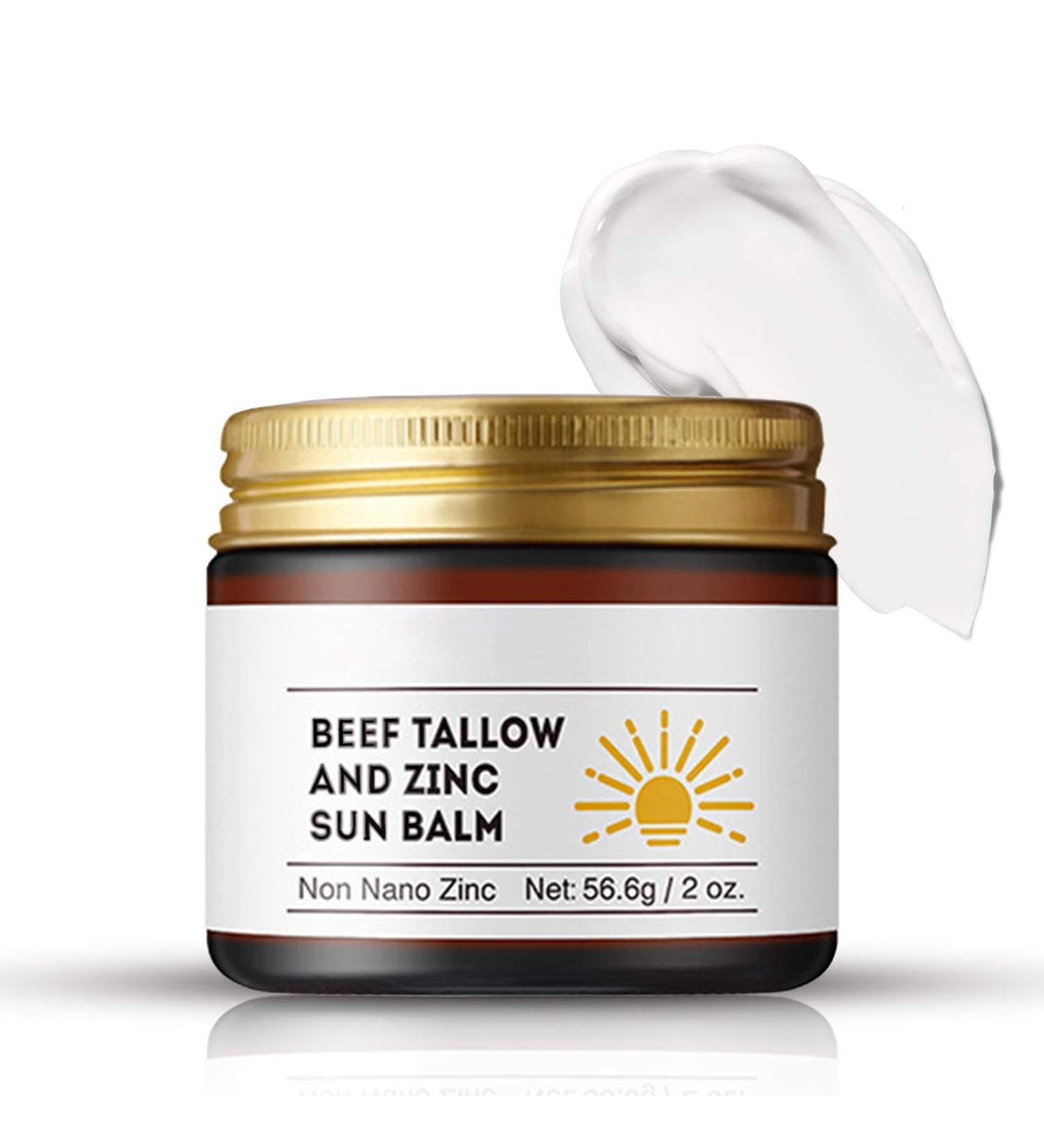 Beef Tallow & Zinc Sun Balm - Non-Greasy Sunscreen for Face & Body Deep Moisturizer Instant Sun Protection 2 Oz - Buy Online on GoSupps.com