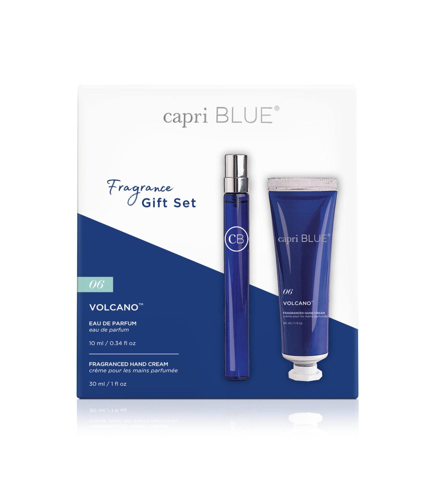 Capri Blue Fragrance Gift Set - 1 Volcano Eau de Parfum .34 fl oz & 1 Volcano Mini Hand Cream 1 oz - Moisturizing Jojoba Oil & Shea Butter Lotion - Cruelty-Free Skin Care Products - Buy Online on GoSupps.com