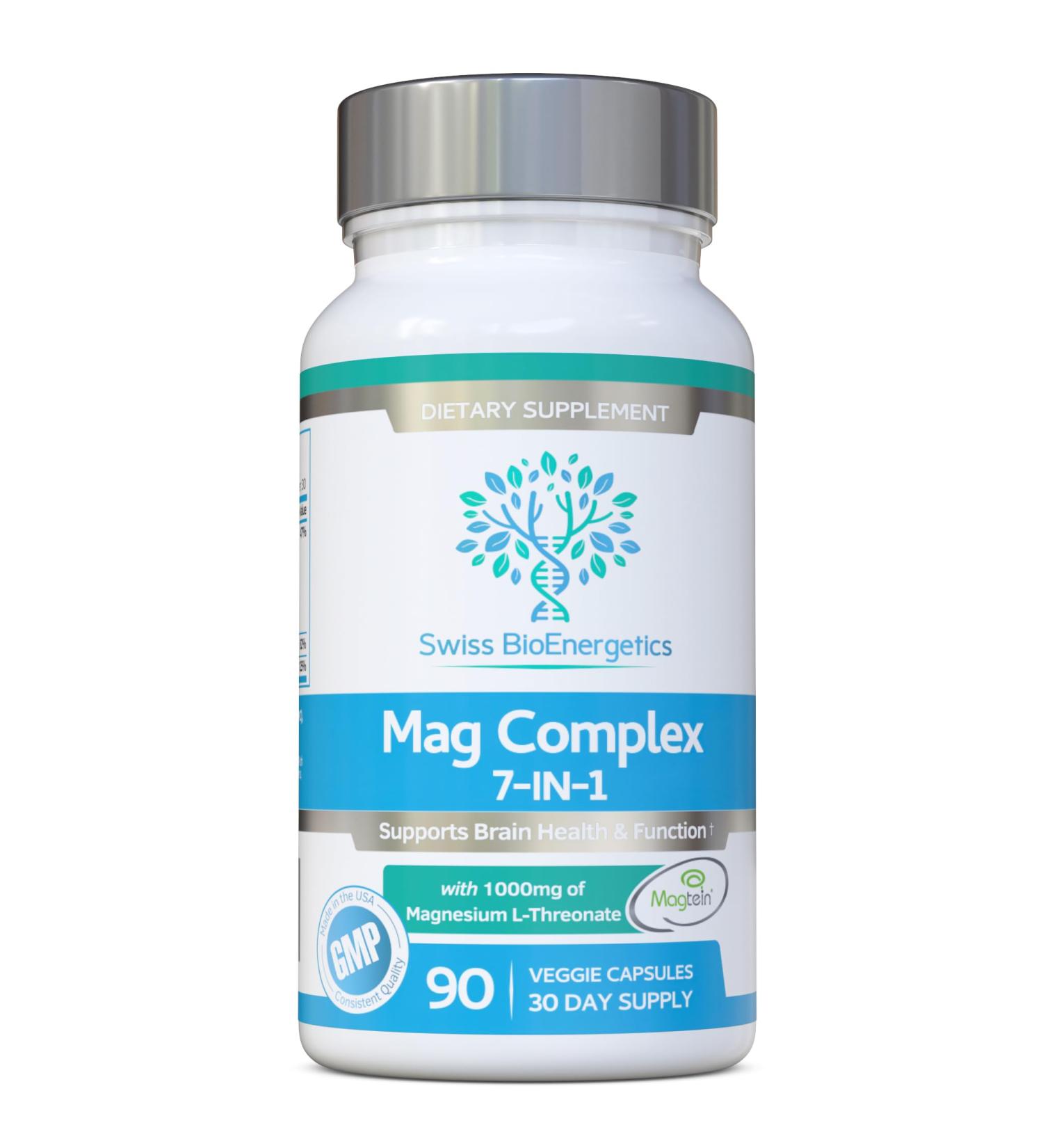 Magnesium L-Threonate Complex 7-in-1 with 1000mg of Magtein Plus Magnesium as Bisglycinate Taurate Citrate Gluconate Malate & Lactate - Supports Sleep - Vegan US Made and No Artificial Nasties - Buy Online on GoSupps.com