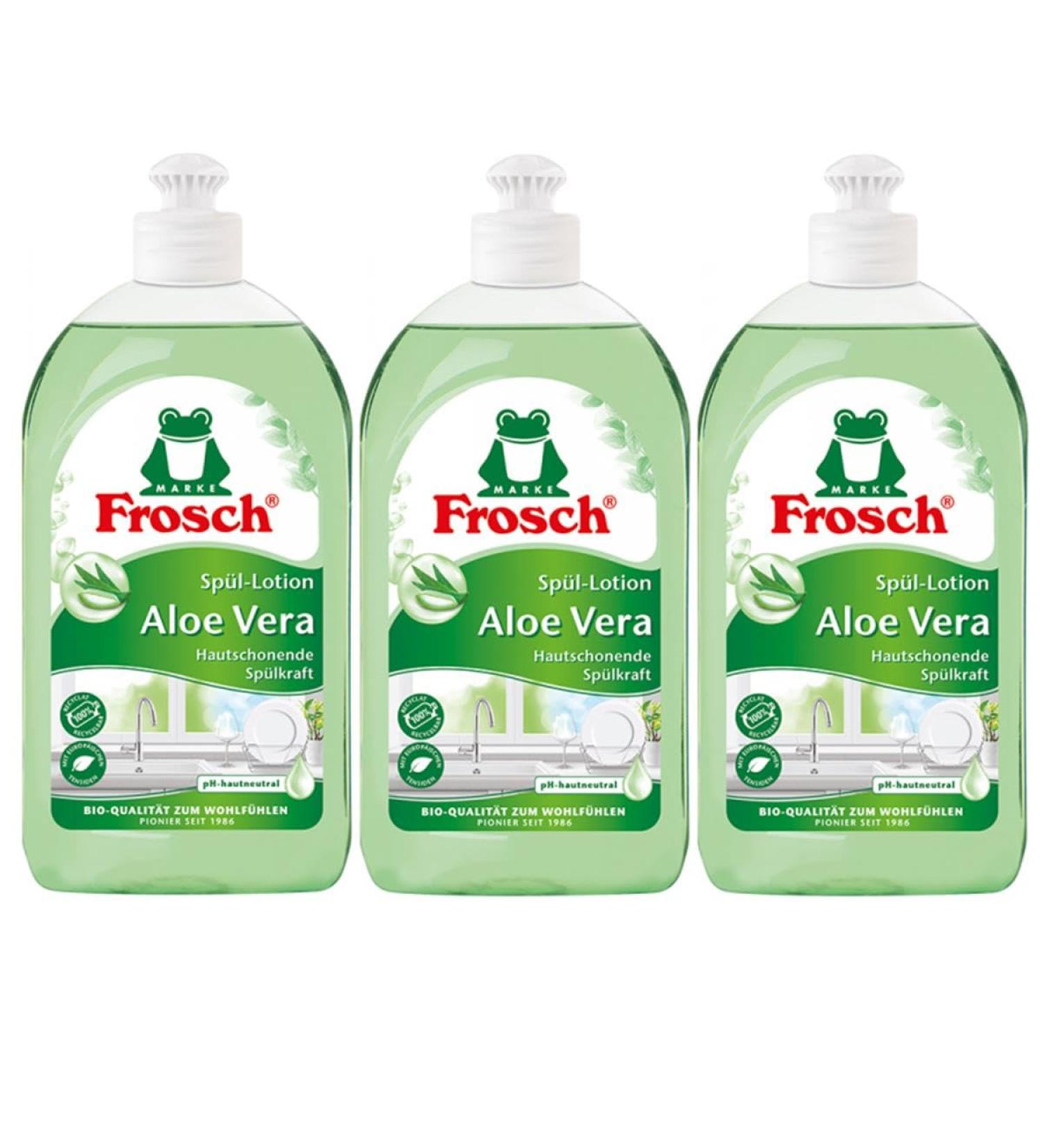 Frosch aloe vera rinsing lotion sensitive hand dishwashing detergent very good skin tolerance 3-pack (3 x 500 ml) 500 ml (3-pack)