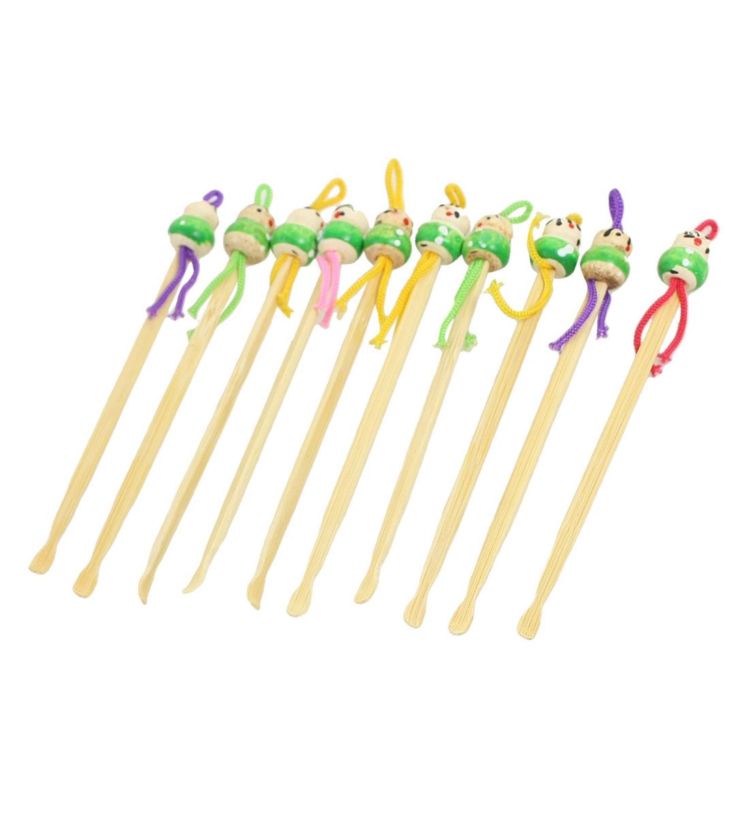 Qtqgoitem Green Cartoon Doll Decor Bamboo Earwax Removers Cleaning Earpick 10 Pcs (Model: 2de 234 83b 7c3 469)